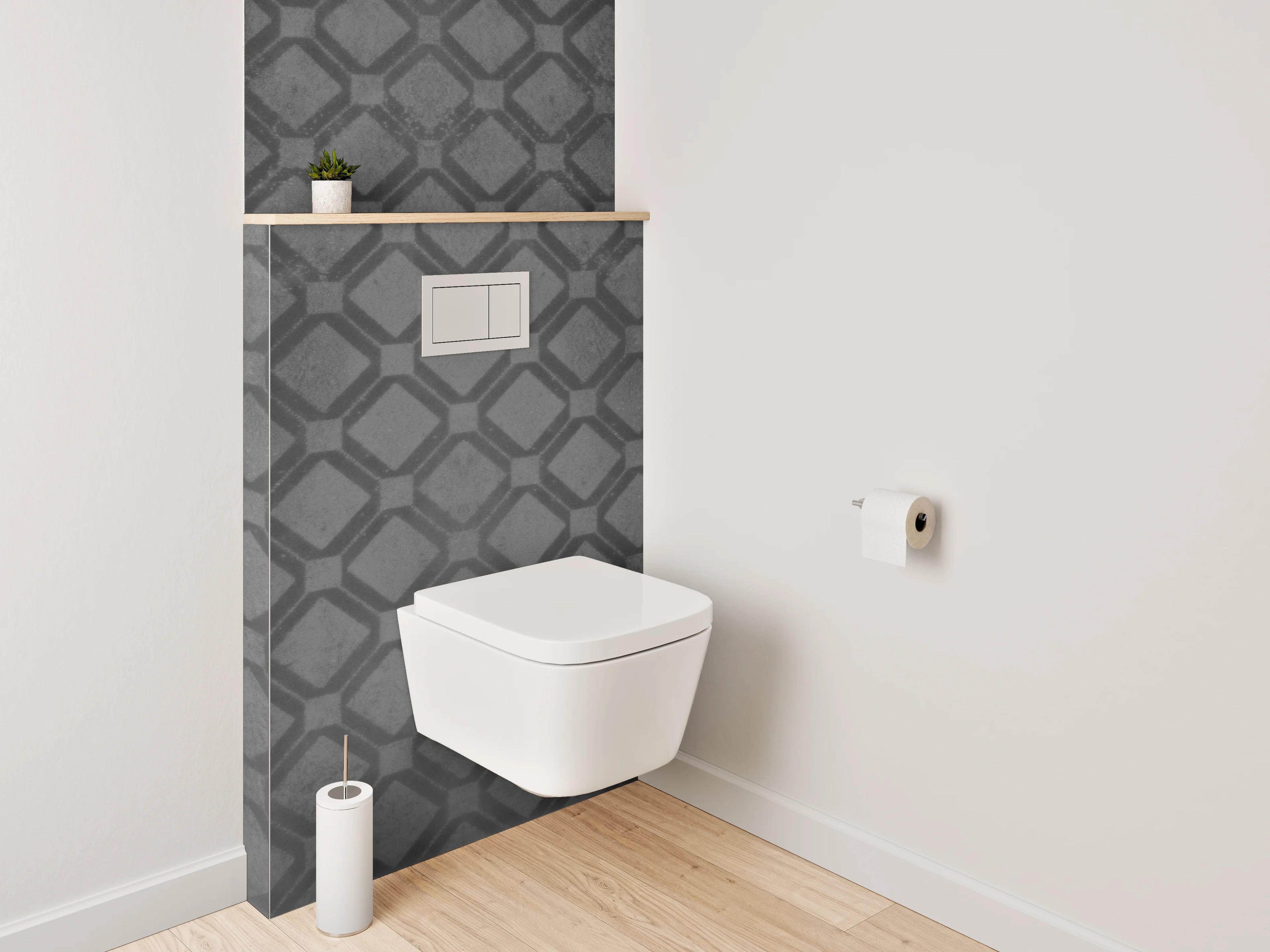 WC-Rückwand - Modernes Kachelmuster Schwarz-Grau