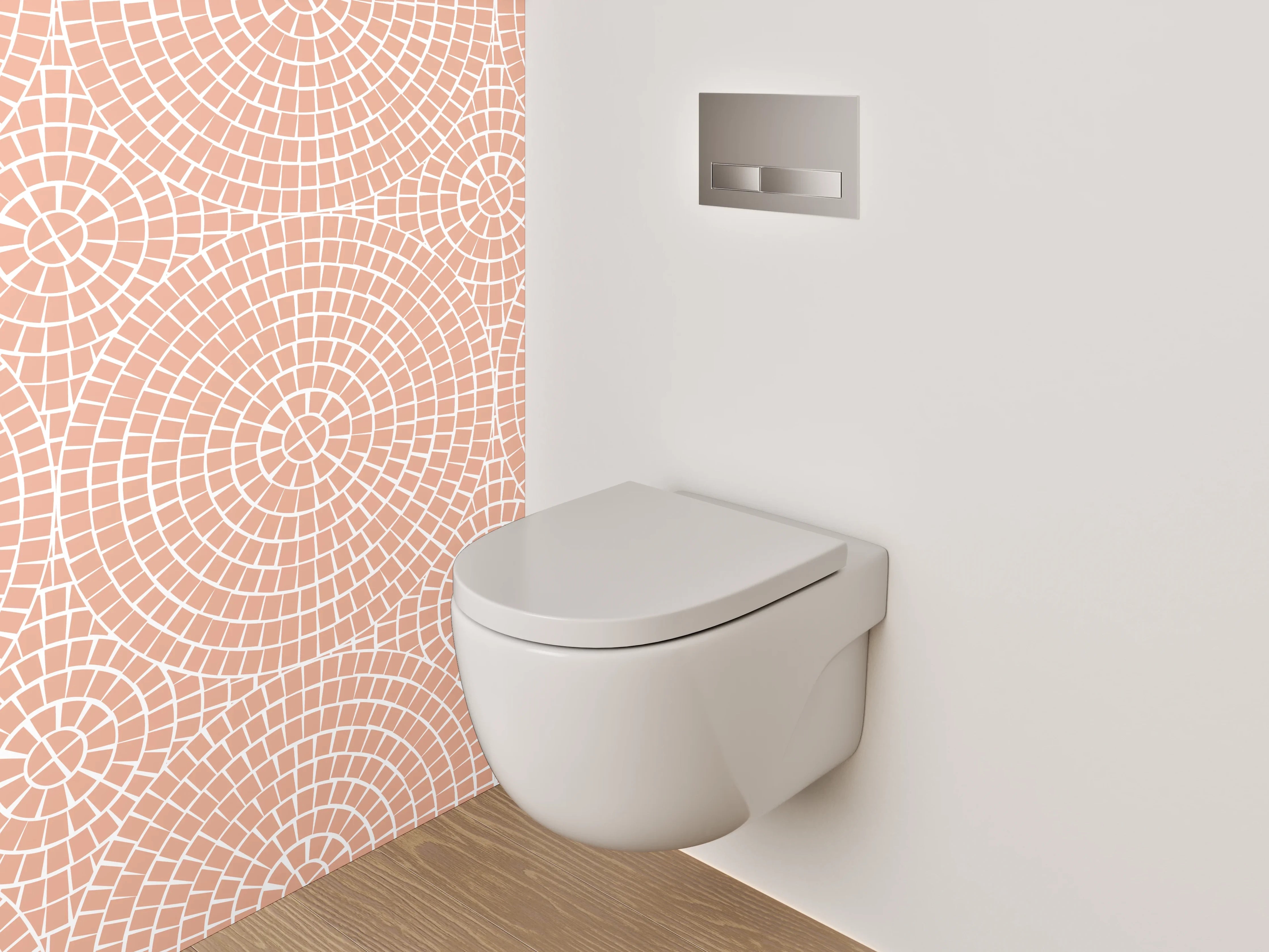 WC-Rückwand - Modernes Kreismuster Rosa Beige