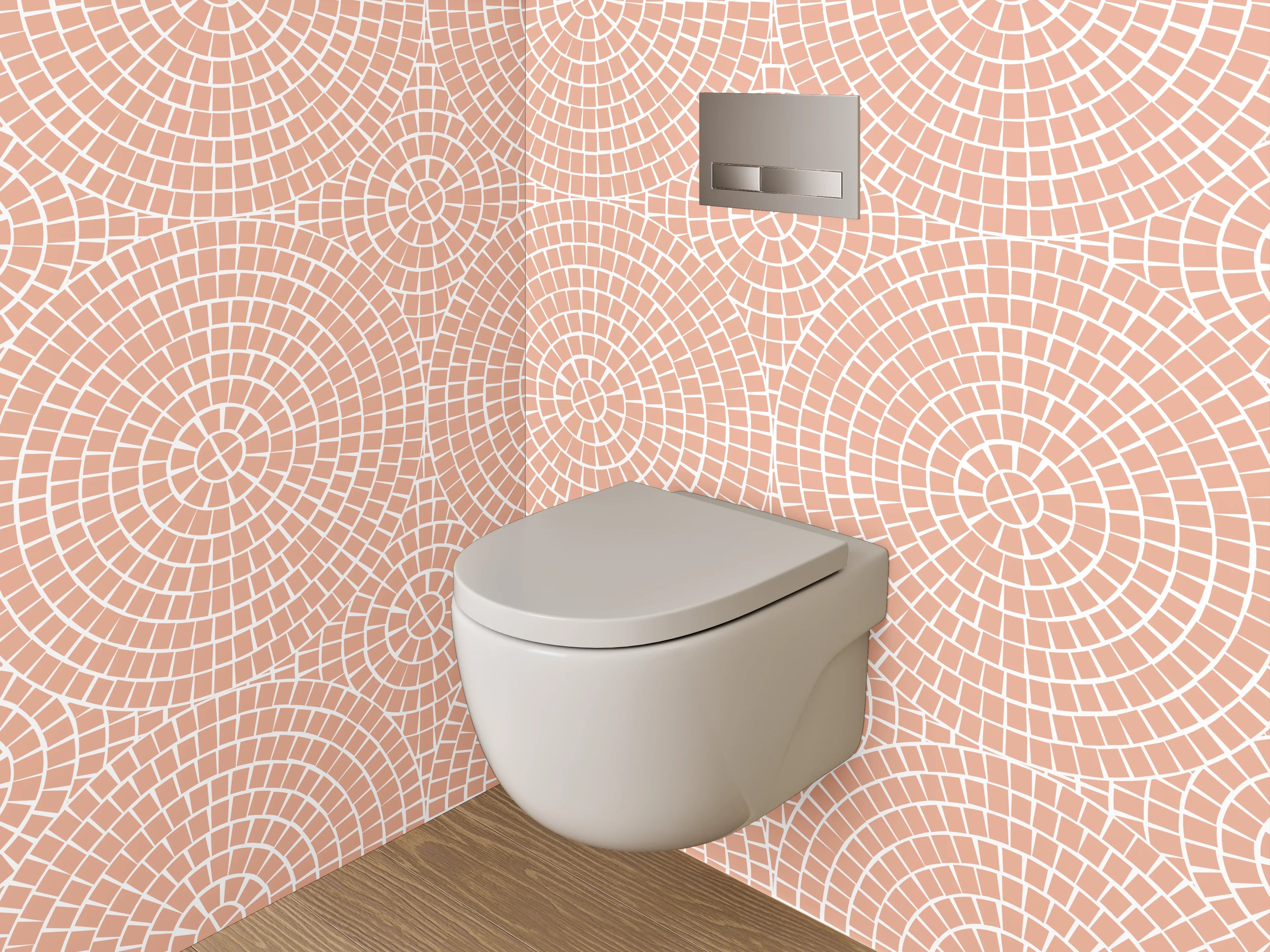 WC-Rückwand - Modernes Kreismuster Rosa Beige