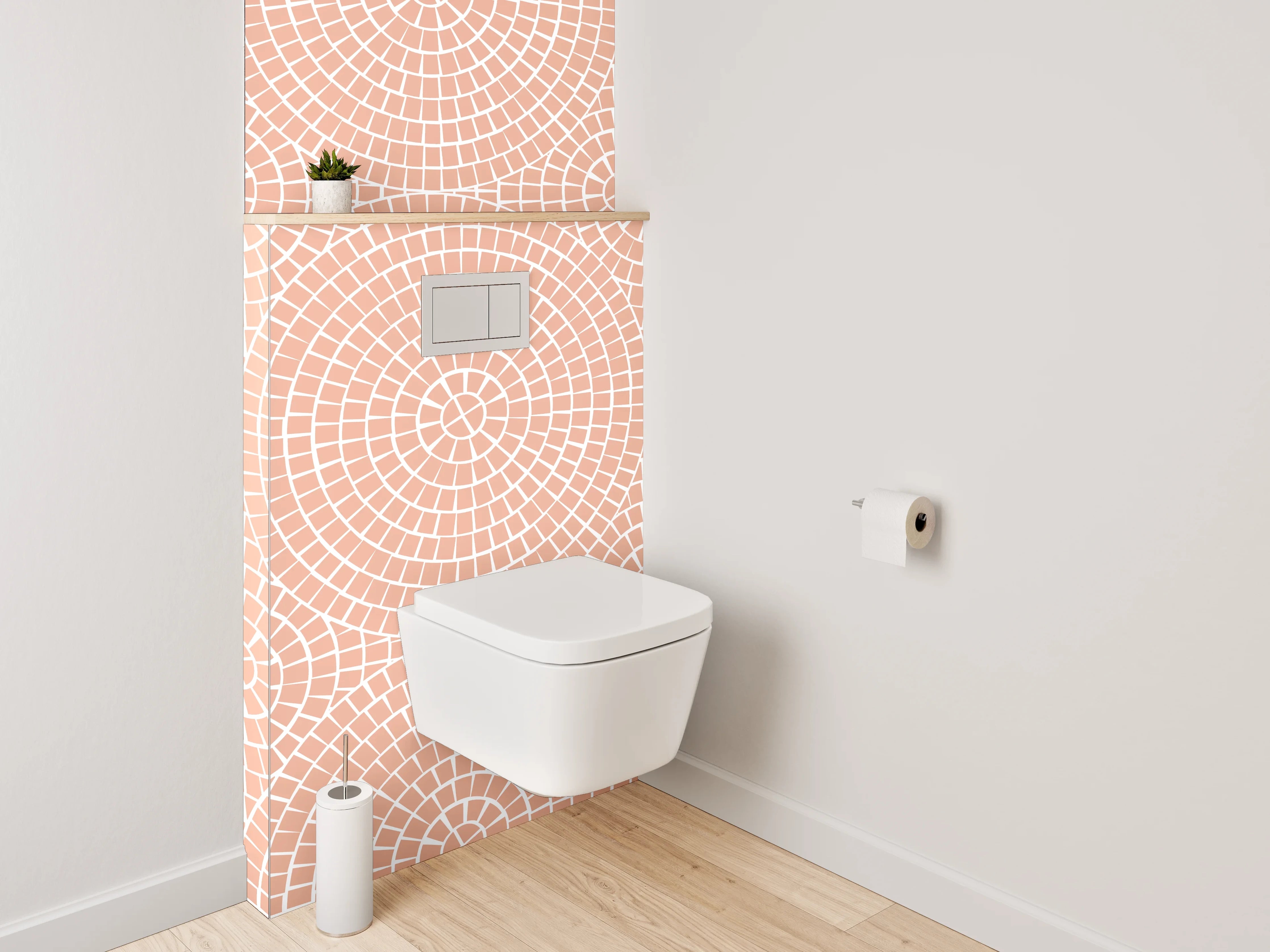 WC-Rückwand - Modernes Kreismuster Rosa Beige