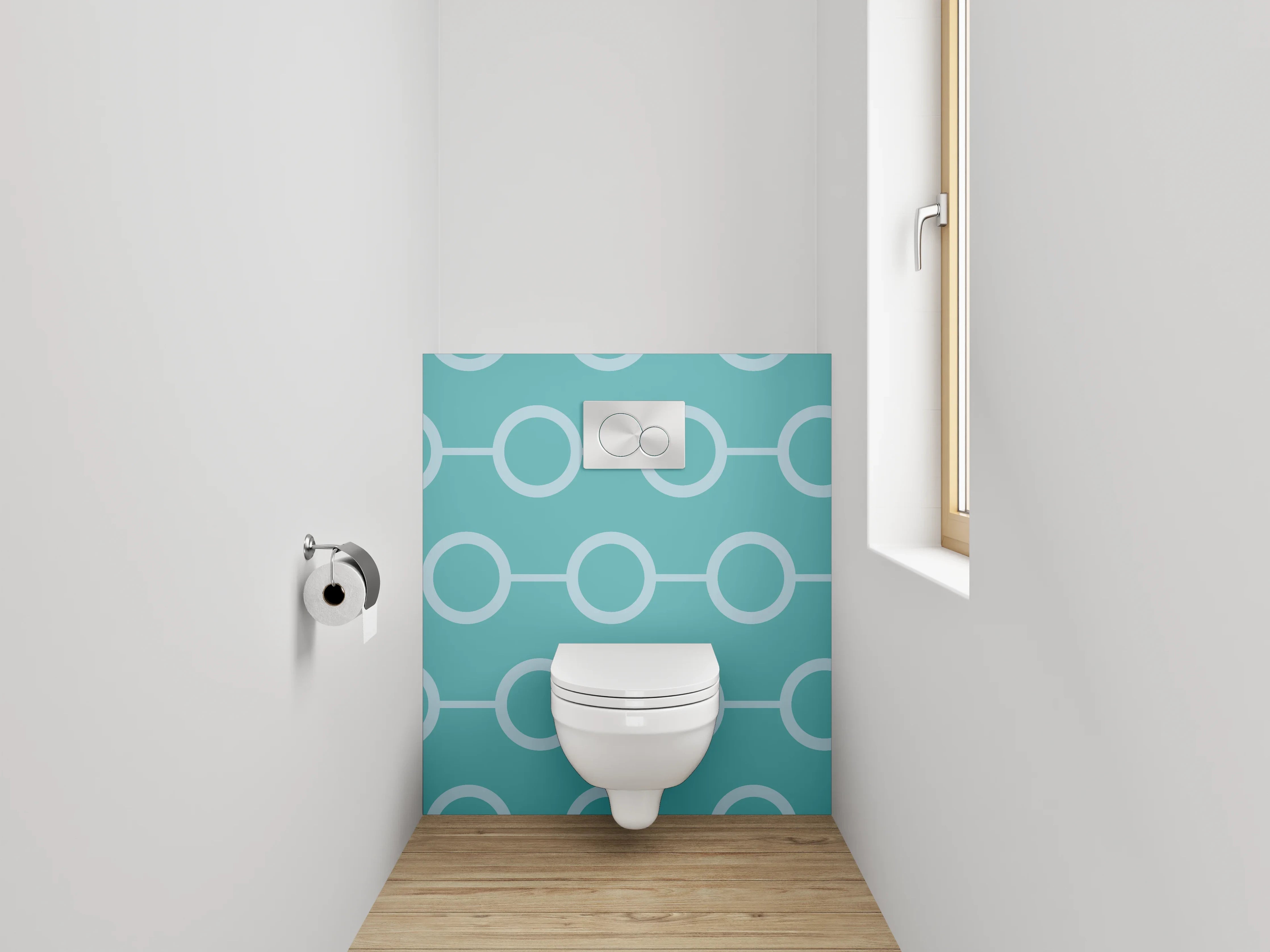 WC-Rückwand - Modernes Kreismuster Türkis