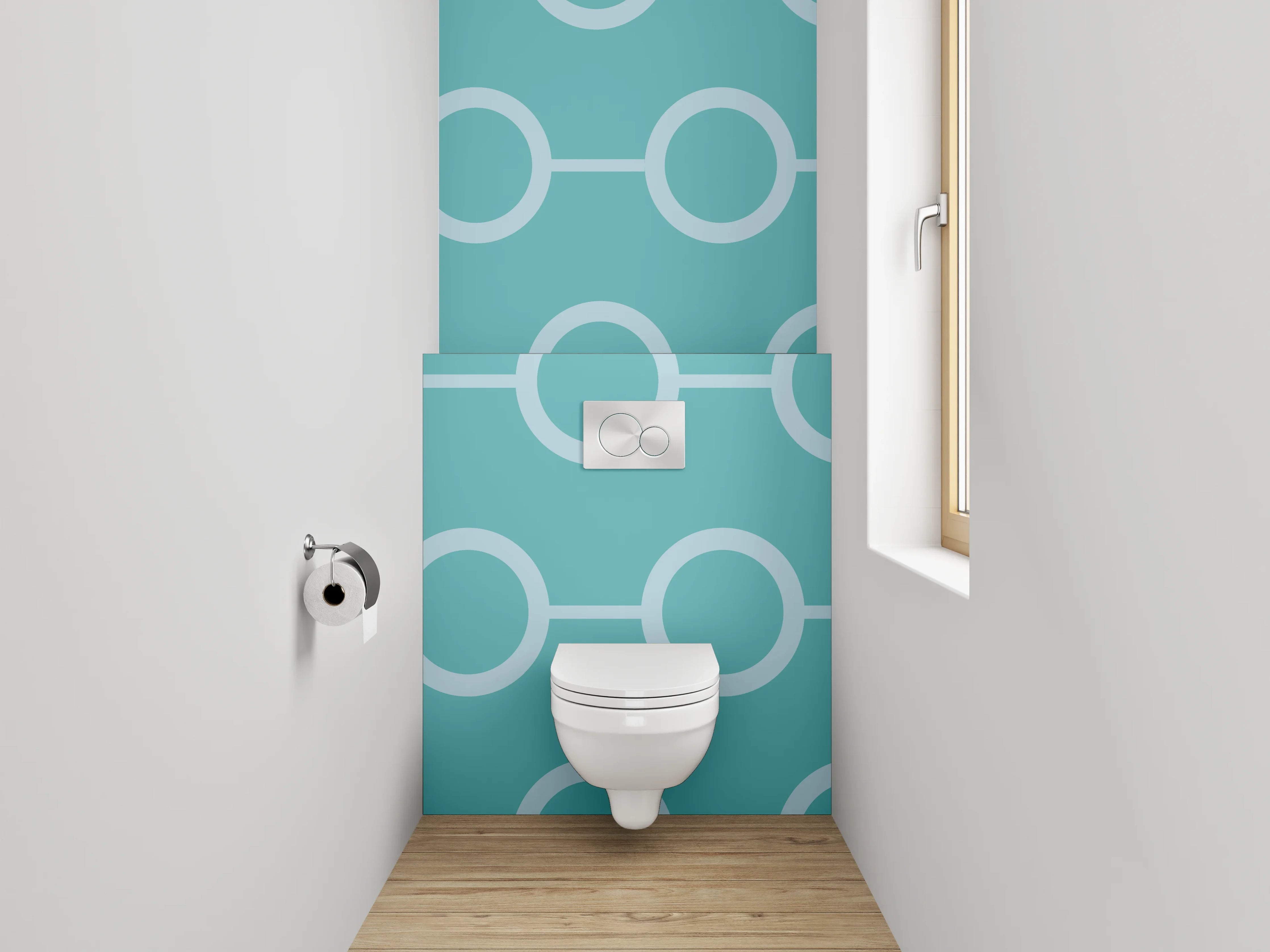 WC-Rückwand - Modernes Kreismuster Türkis