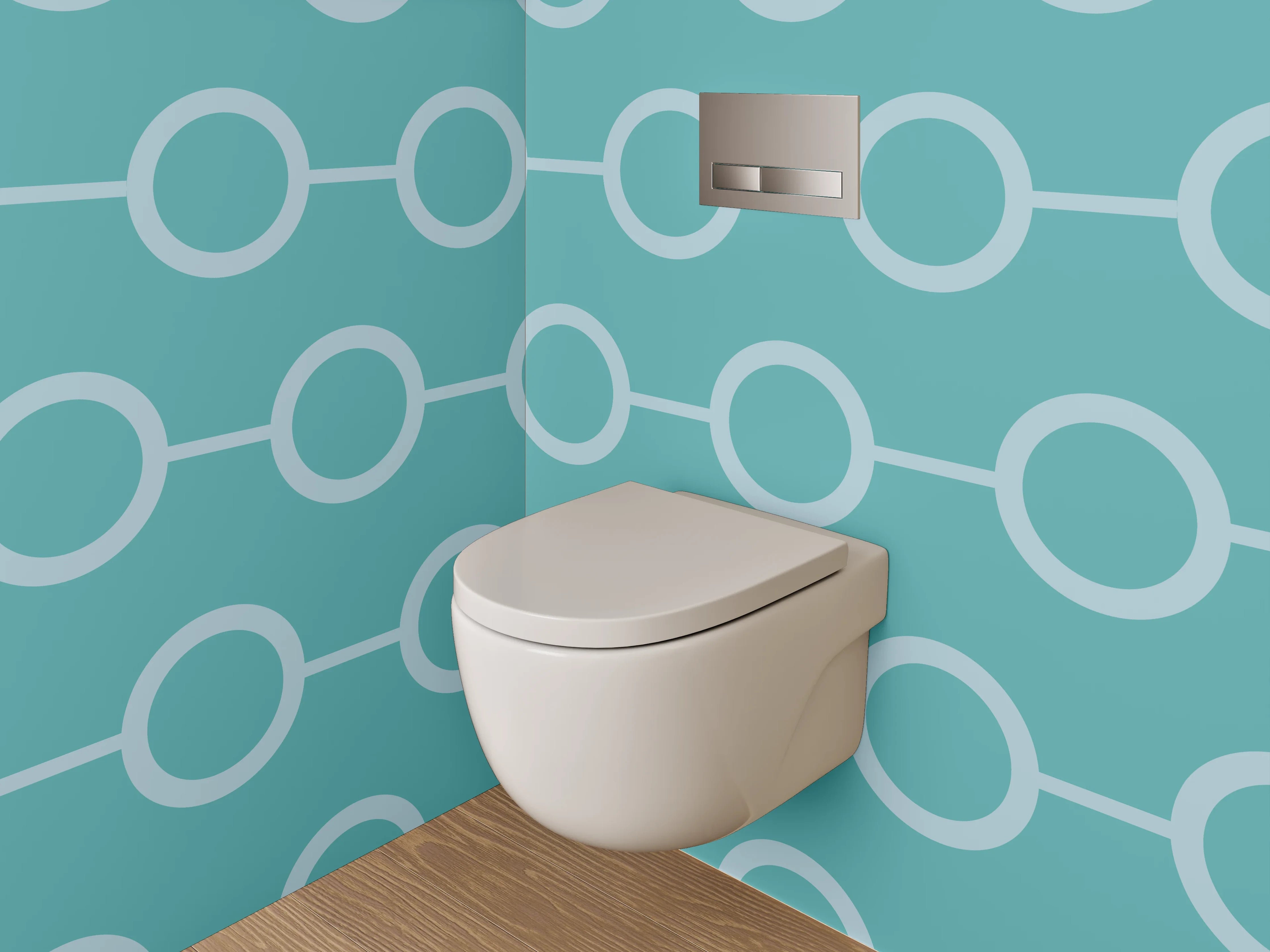 WC-Rückwand - Modernes Kreismuster Türkis