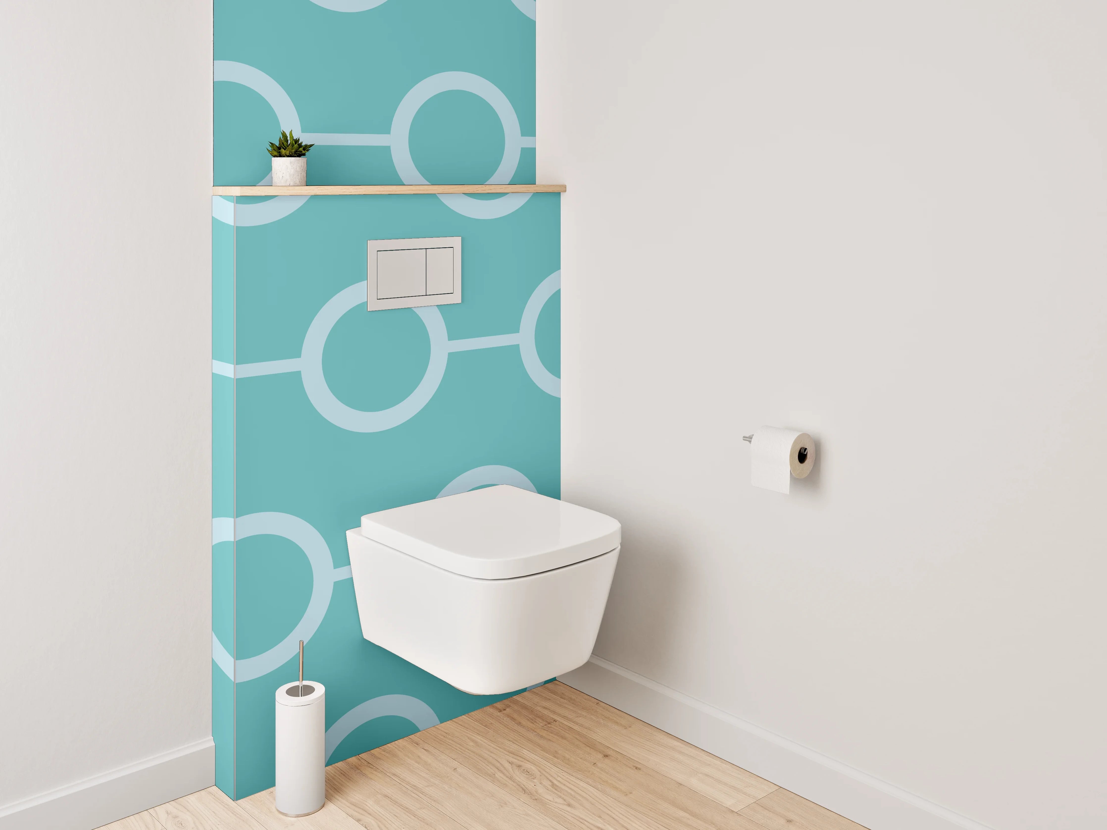 WC-Rückwand - Modernes Kreismuster Türkis