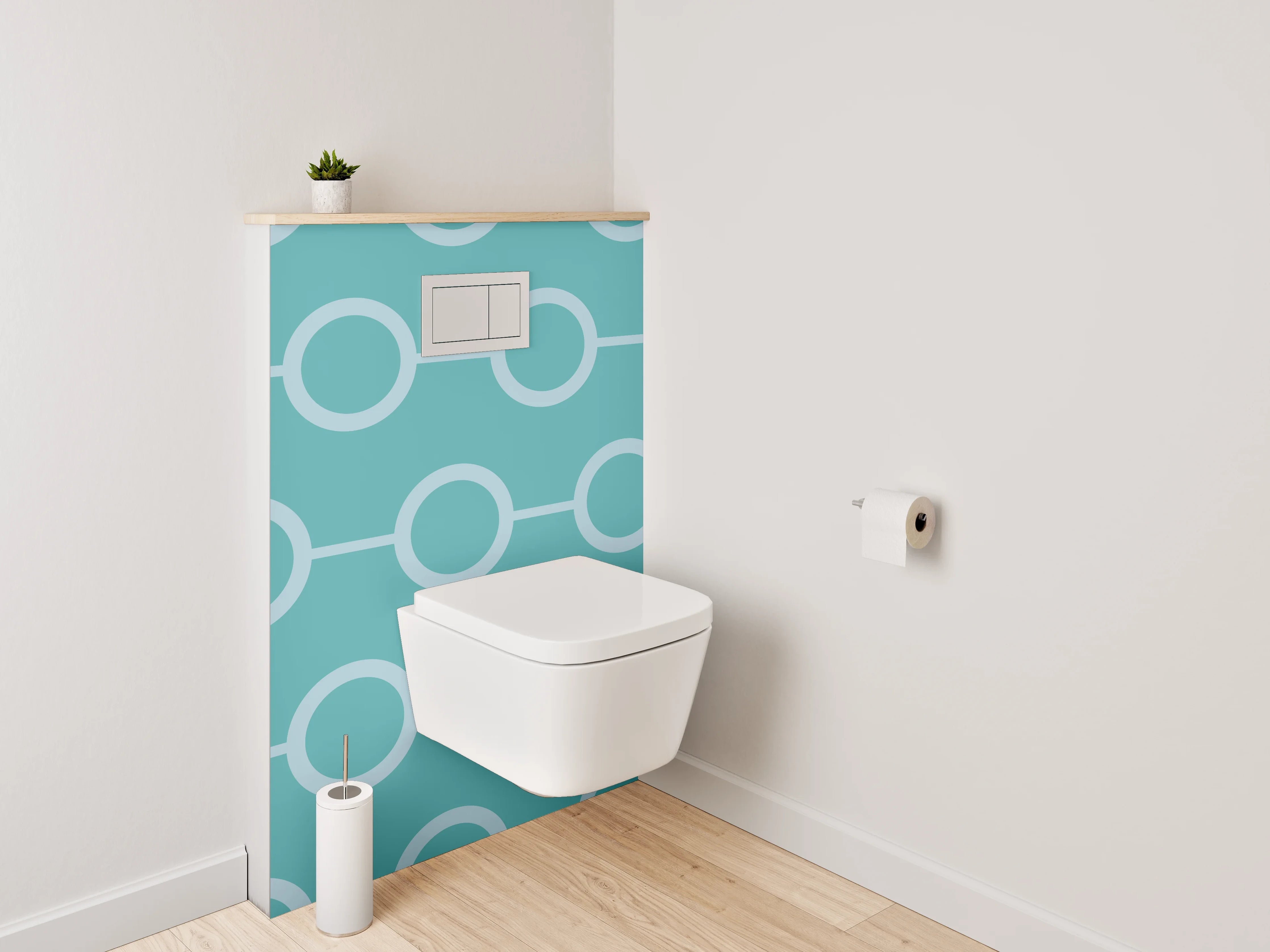 WC-Rückwand - Modernes Kreismuster Türkis
