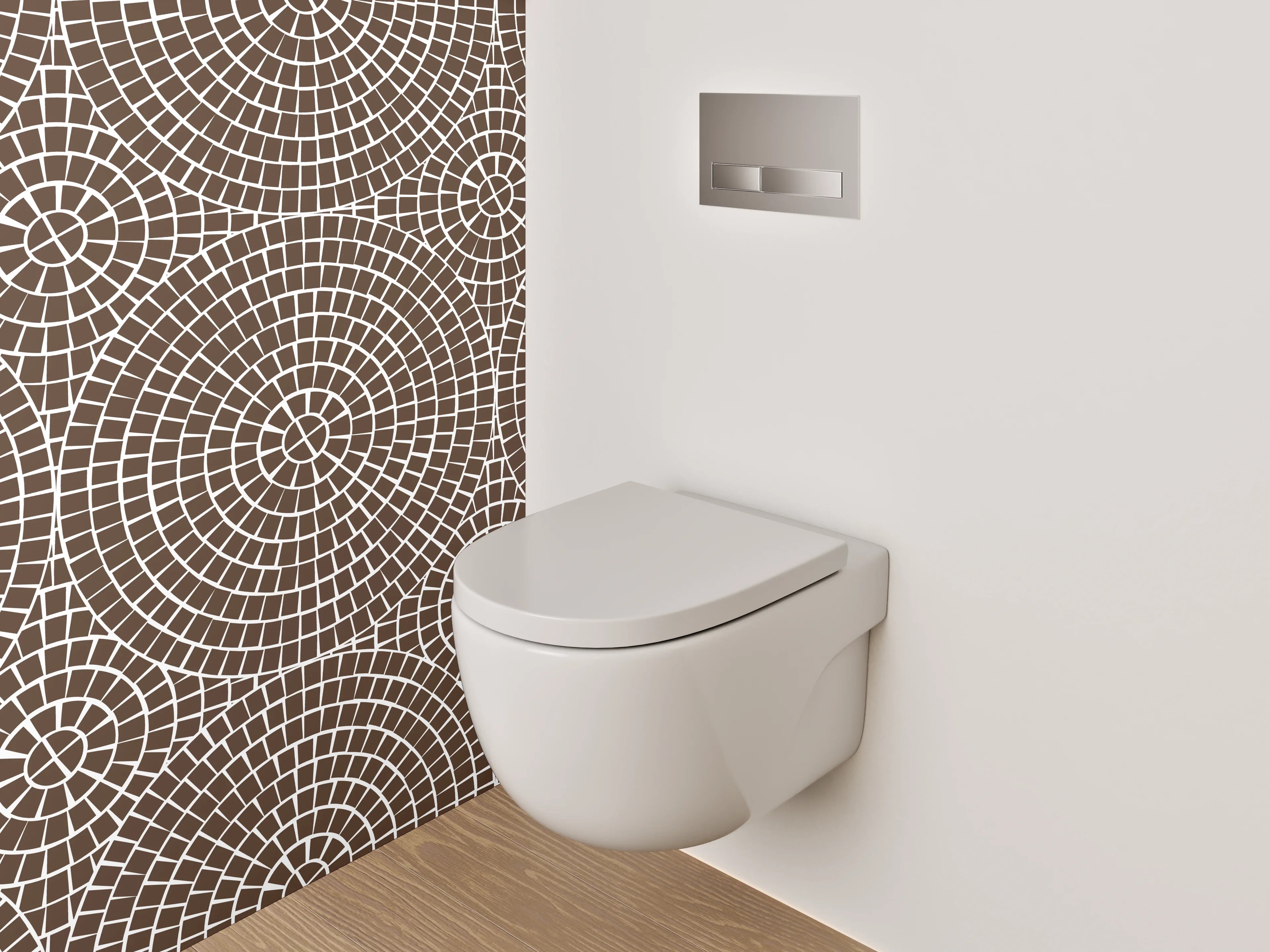WC-Rückwand - Modernes Kreismuster auf braunem Hintergrund