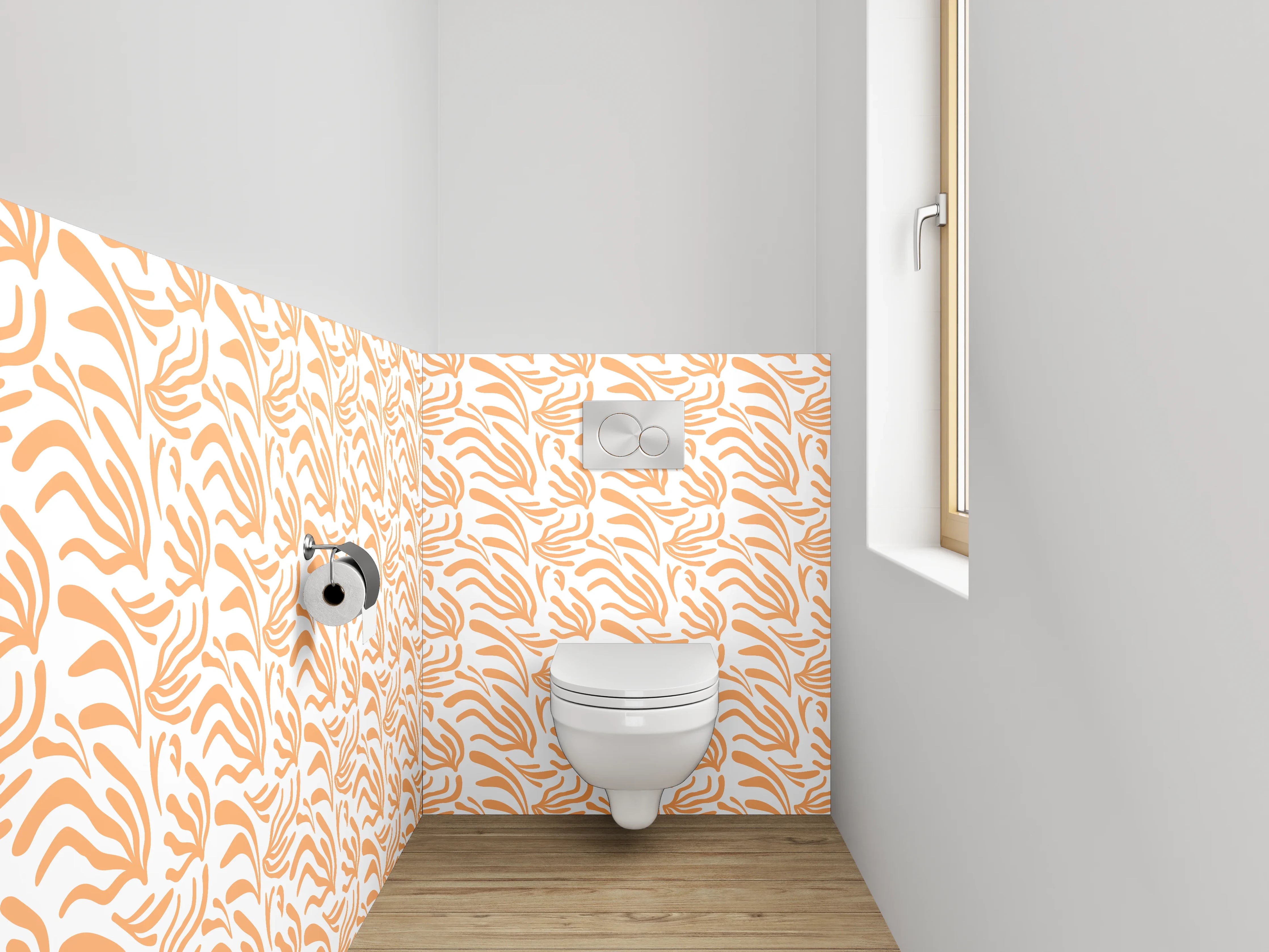 WC-Rückwand - Modernes Lineart Muster in Orange