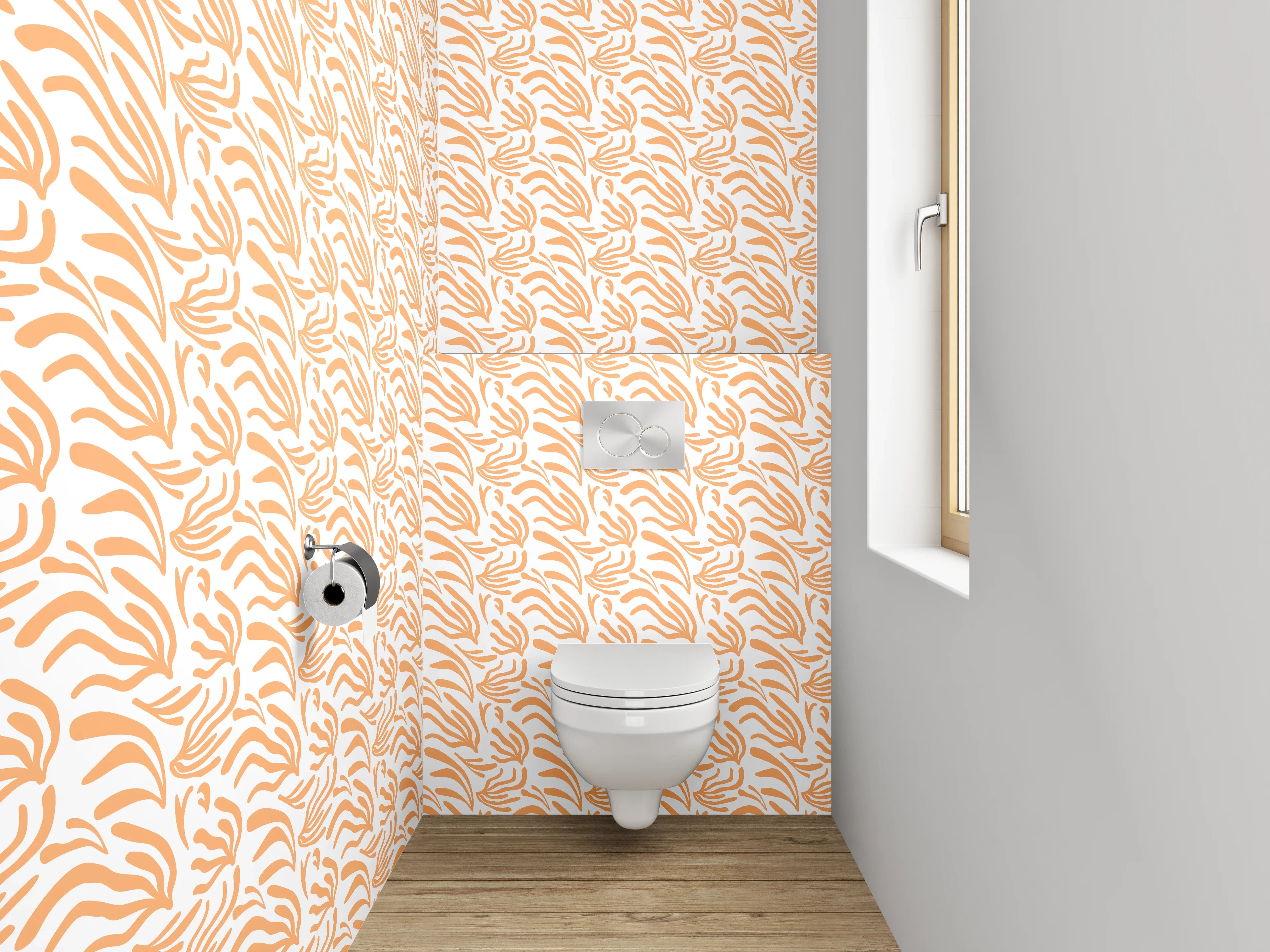 WC-Rückwand - Modernes Lineart Muster in Orange