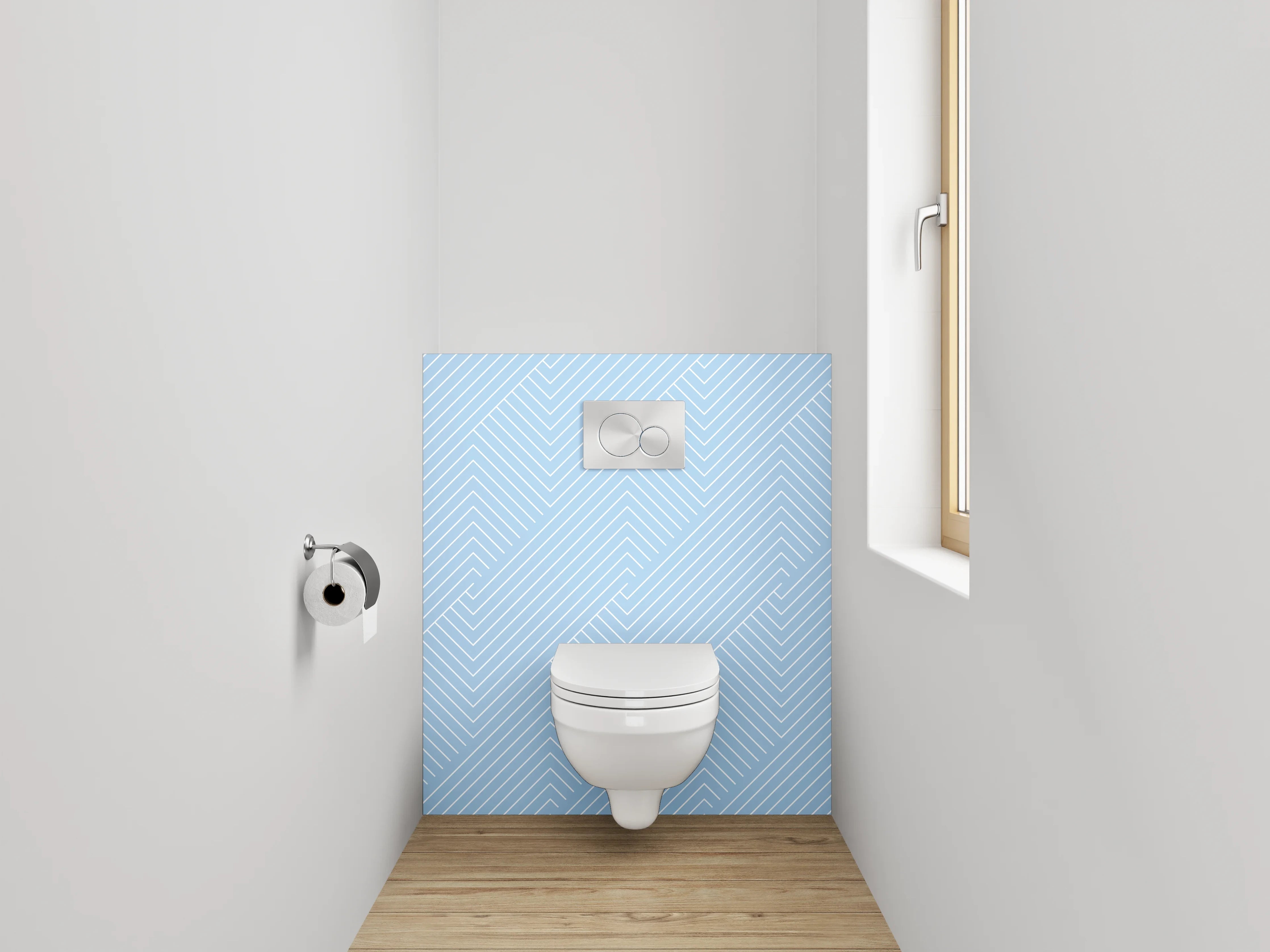 WC-Rückwand - Modernes Linien Muster Hellblau