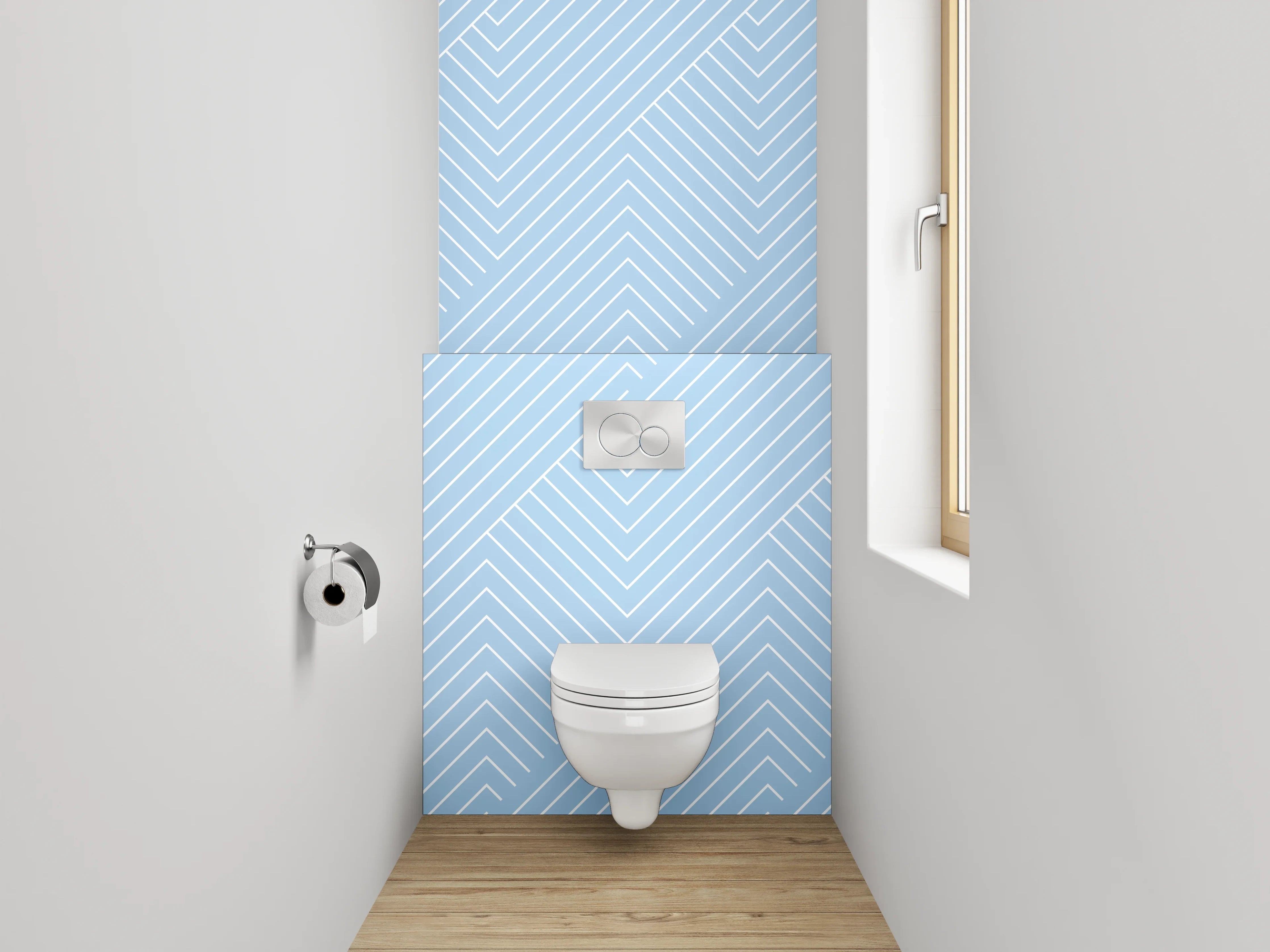 WC-Rückwand - Modernes Linien Muster Hellblau