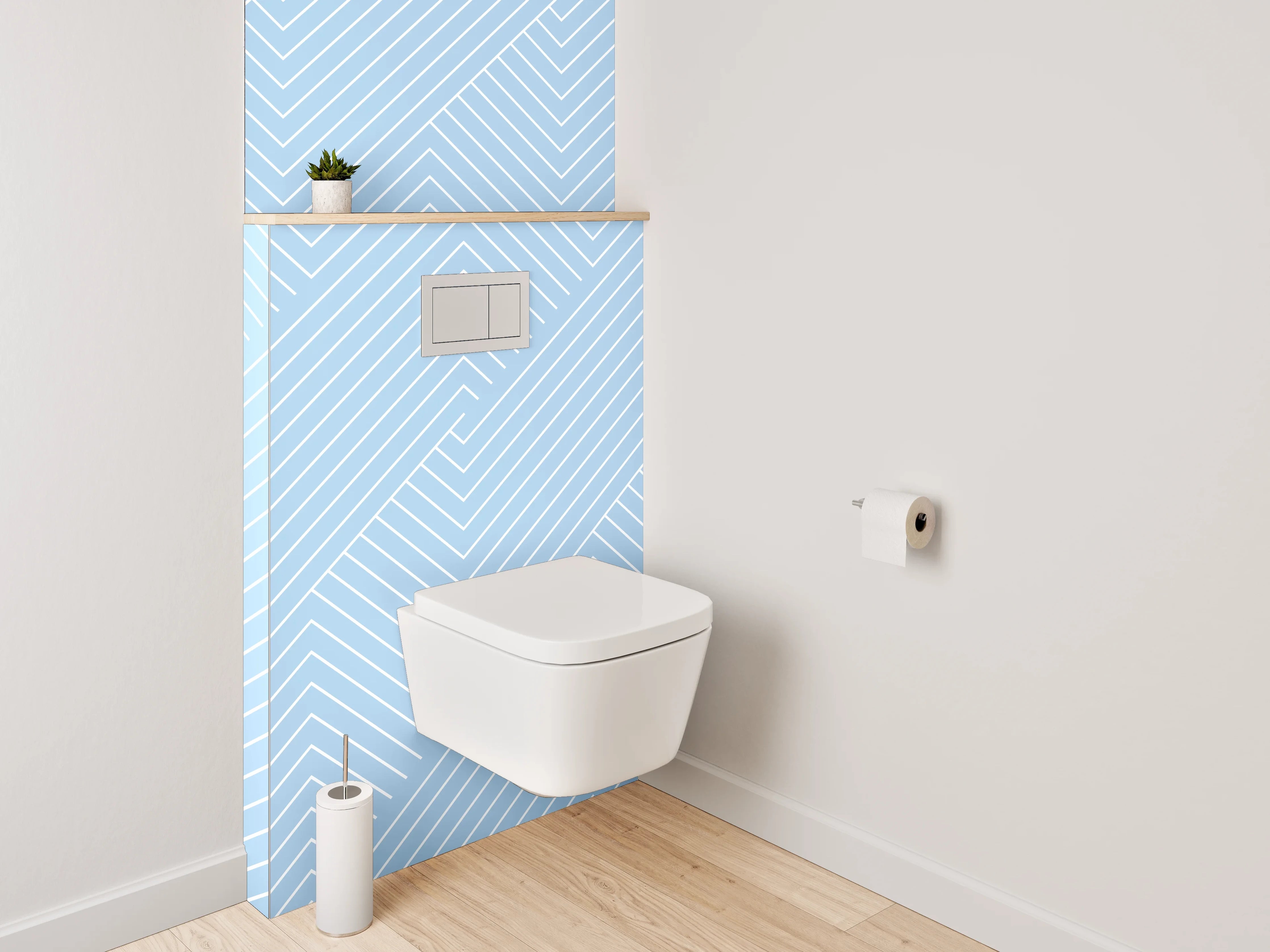 WC-Rückwand - Modernes Linien Muster Hellblau