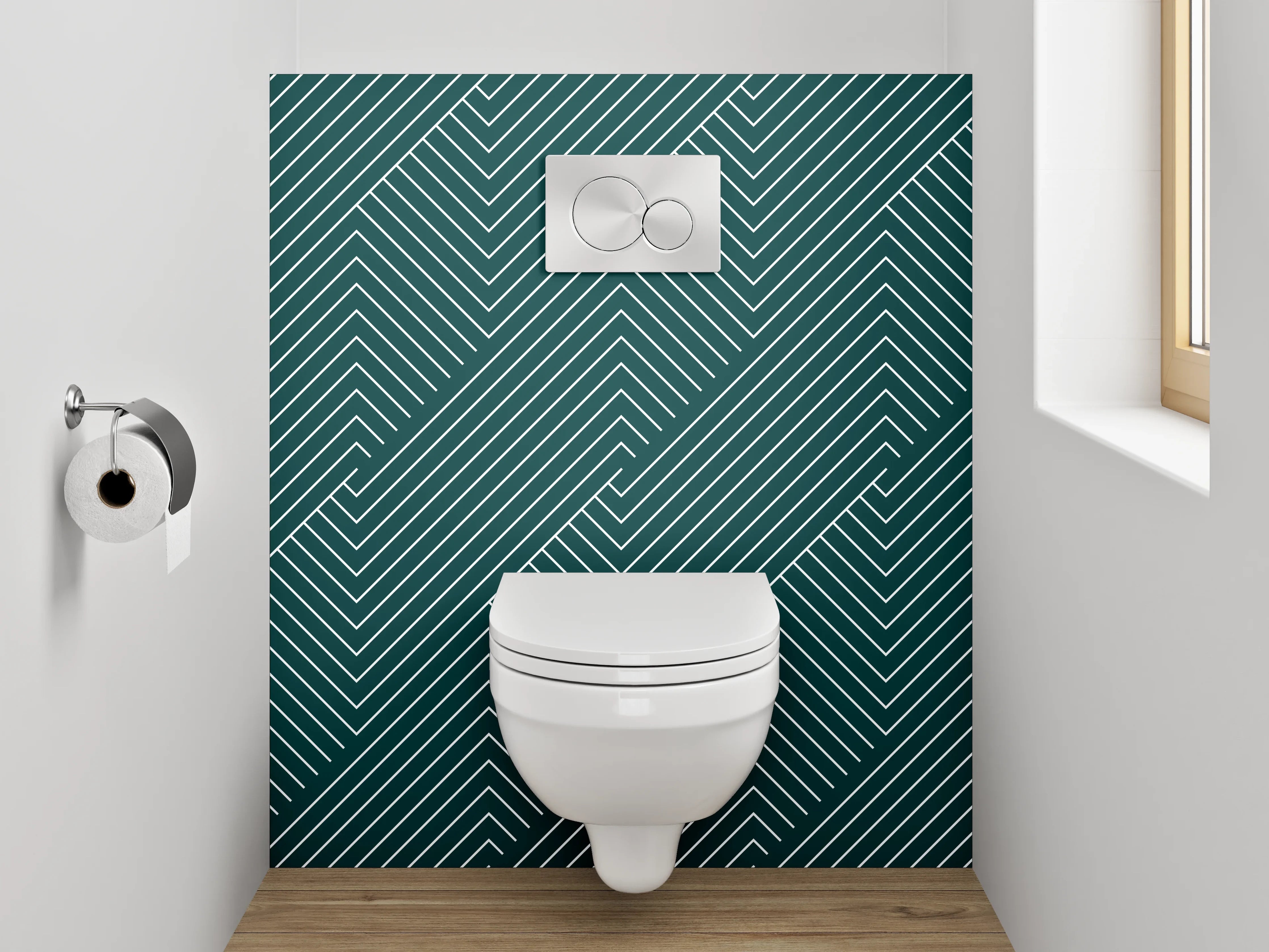 WC-Rückwand - Modernes Linienmuster Dunkelgrün