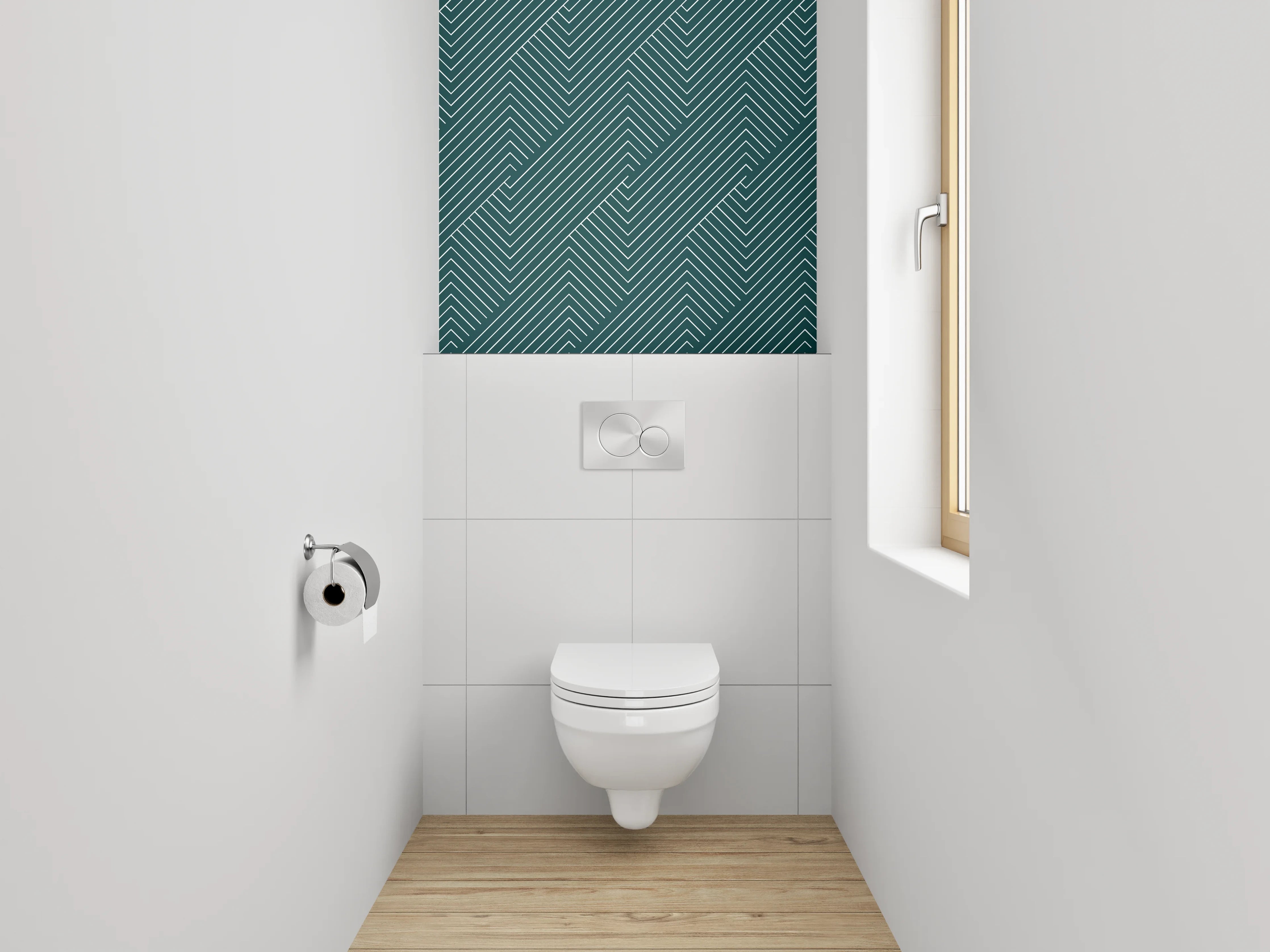 WC-Rückwand - Modernes Linienmuster Dunkelgrün