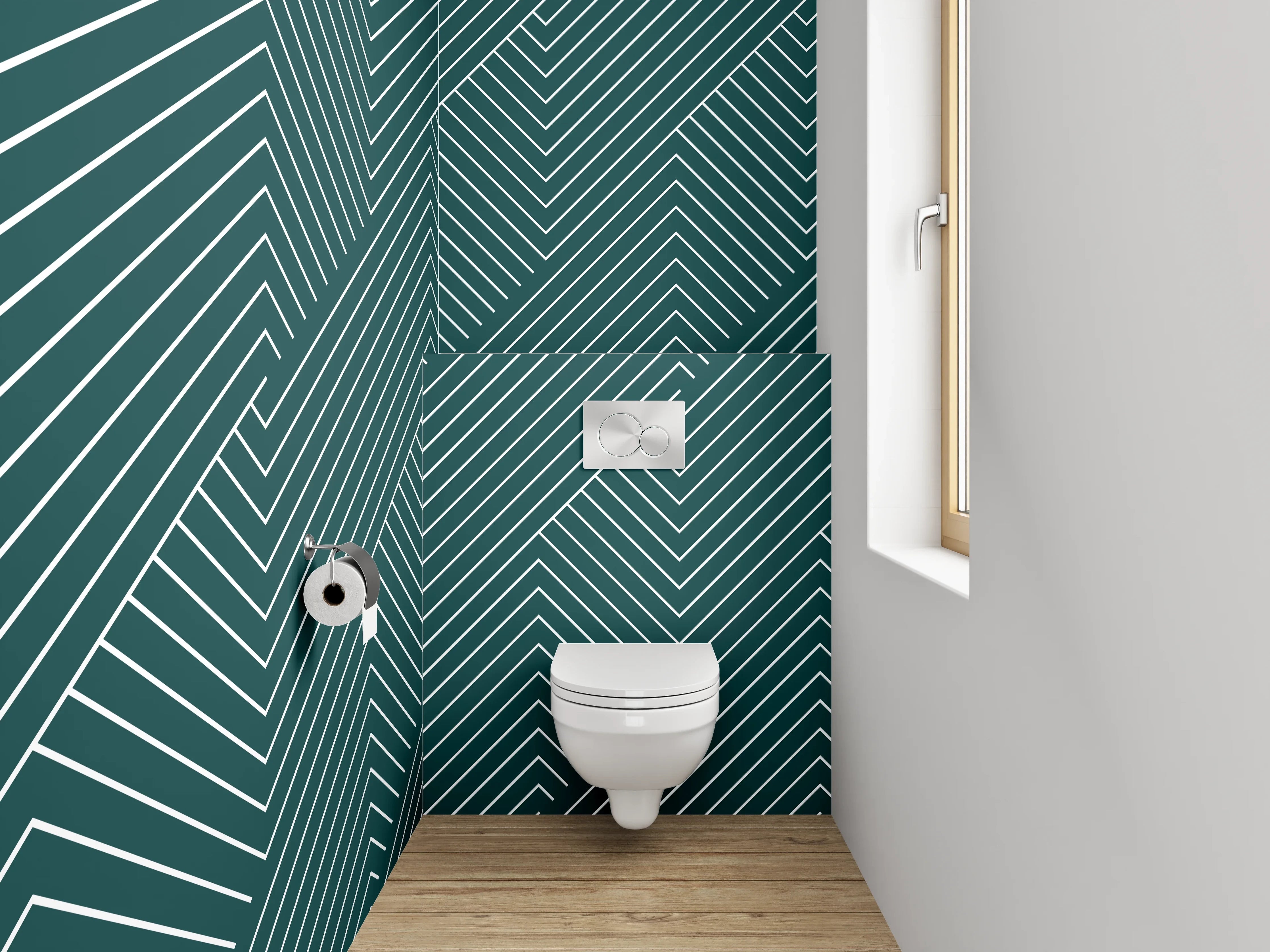 WC-Rückwand - Modernes Linienmuster Dunkelgrün