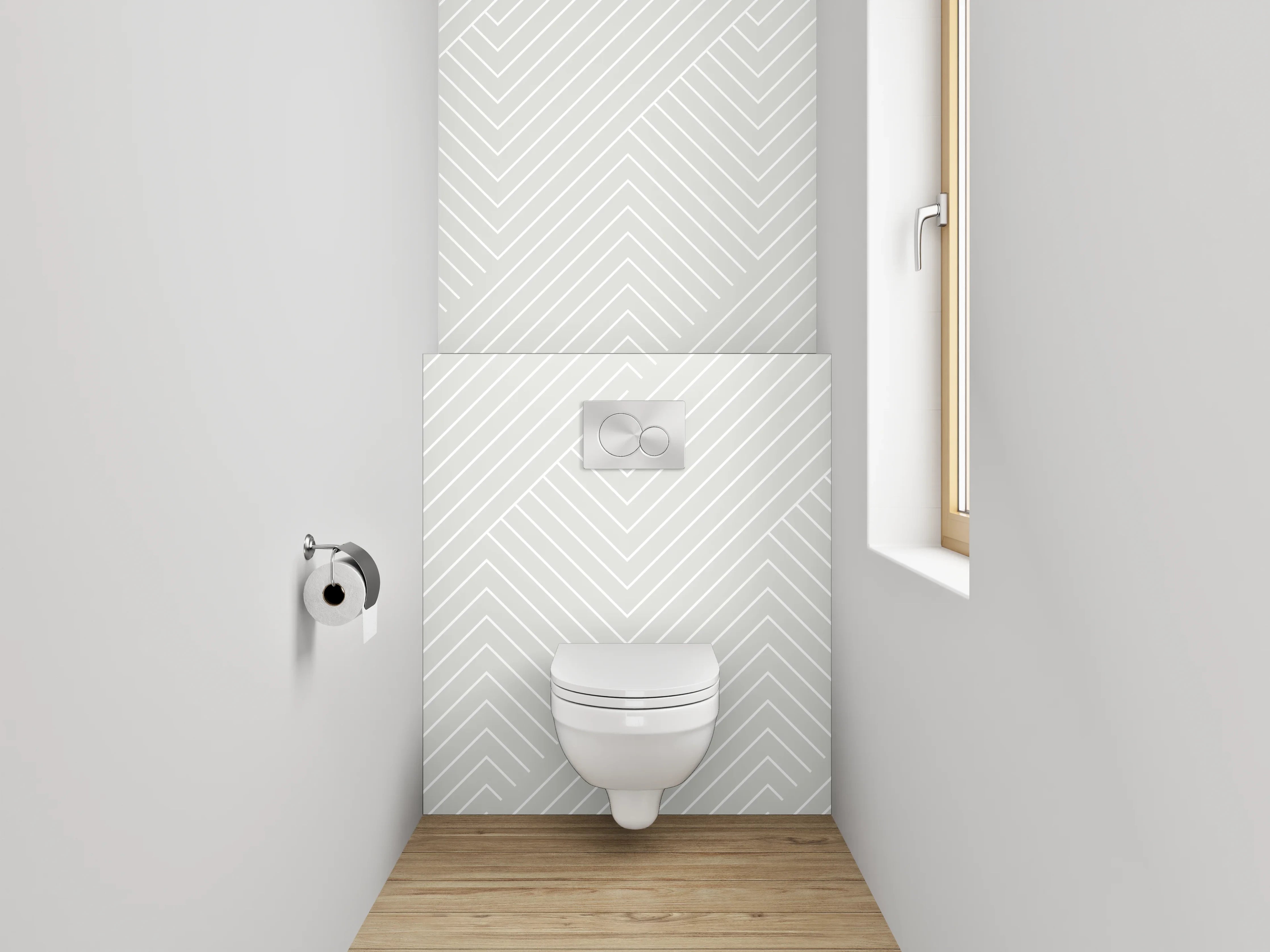 WC-Rückwand - Modernes Linienmuster Weiß Grau