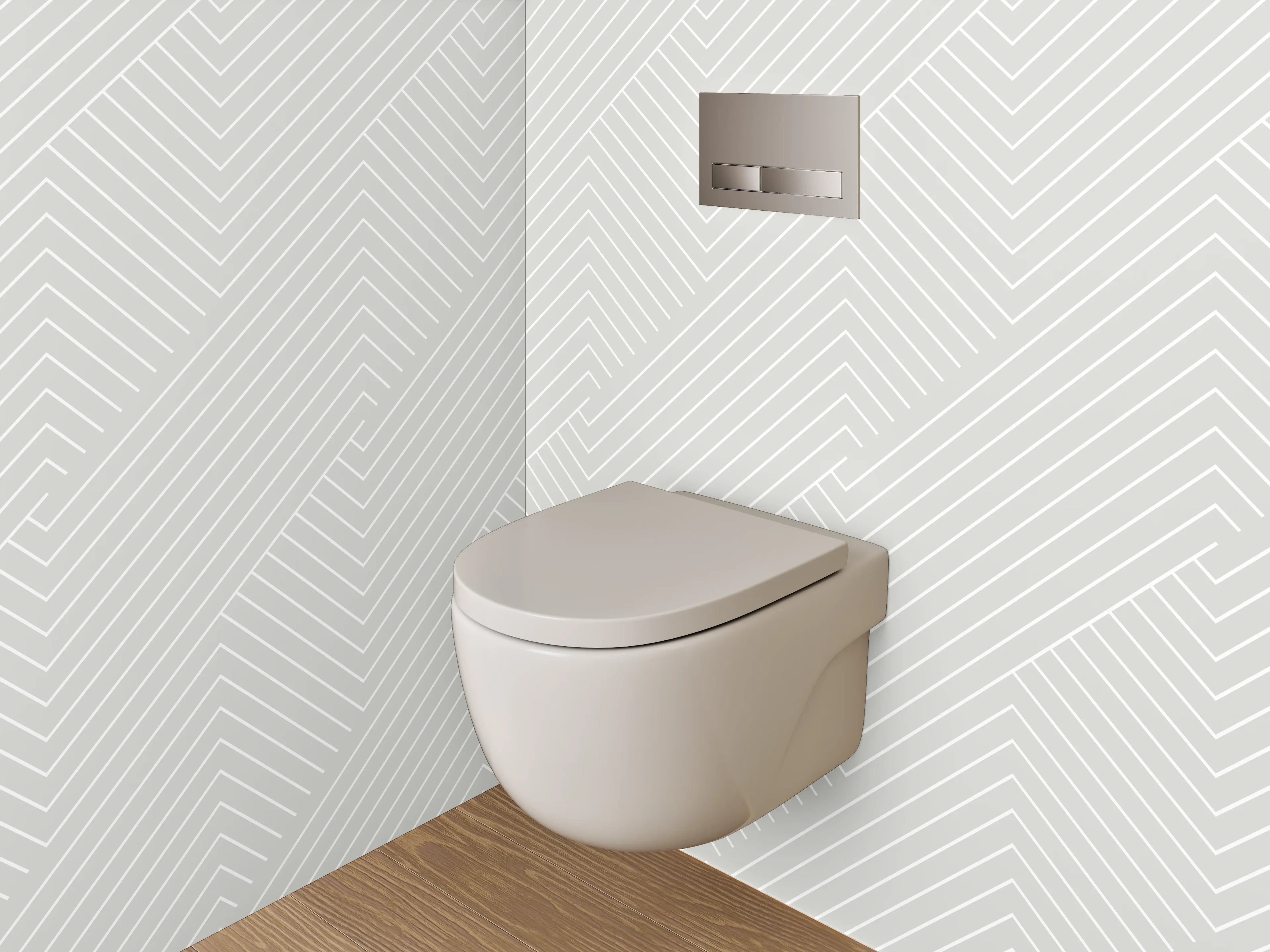 WC-Rückwand - Modernes Linienmuster Weiß Grau