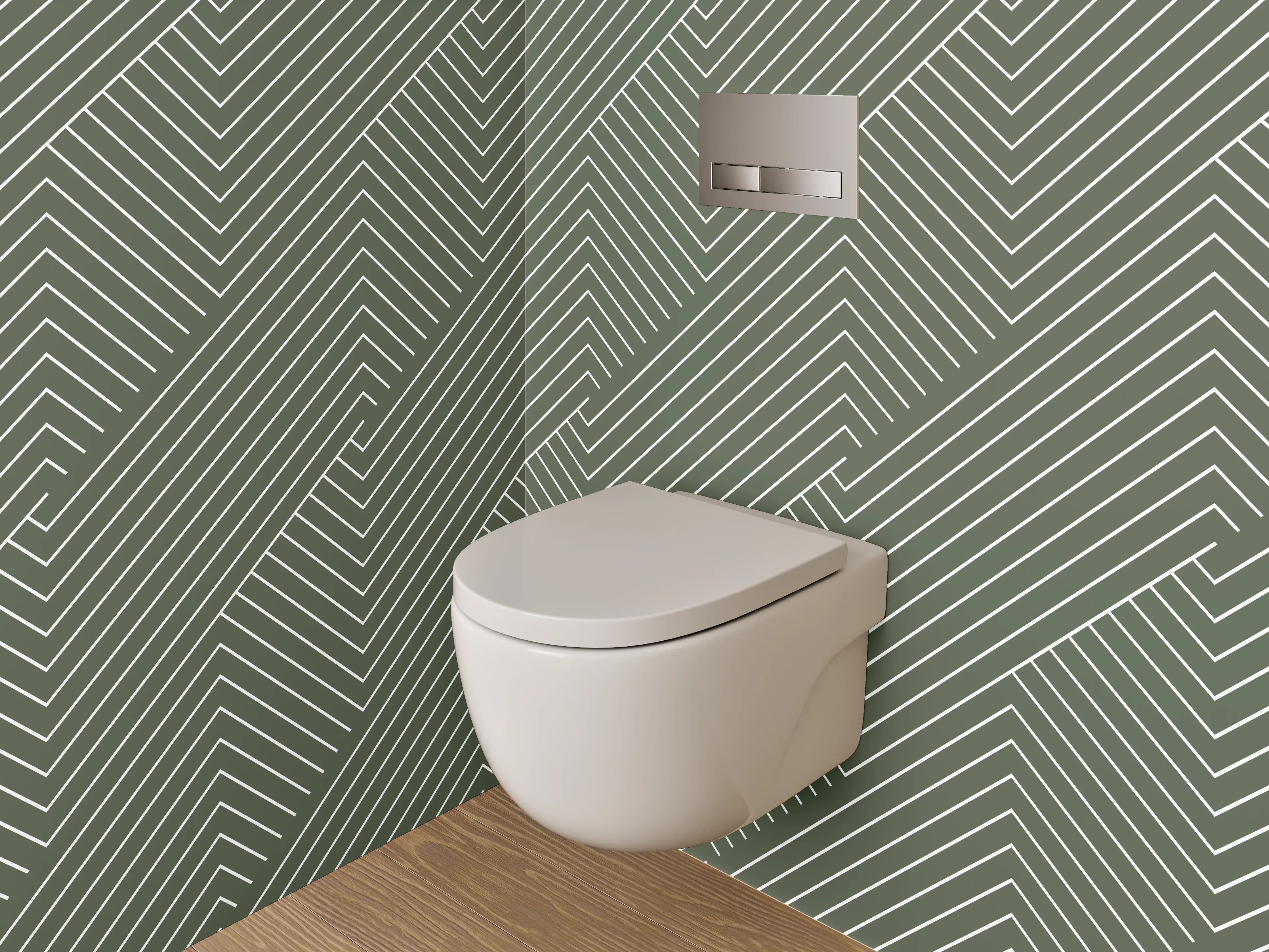 WC-Rückwand - Modernes Linienmuster grün-weiß