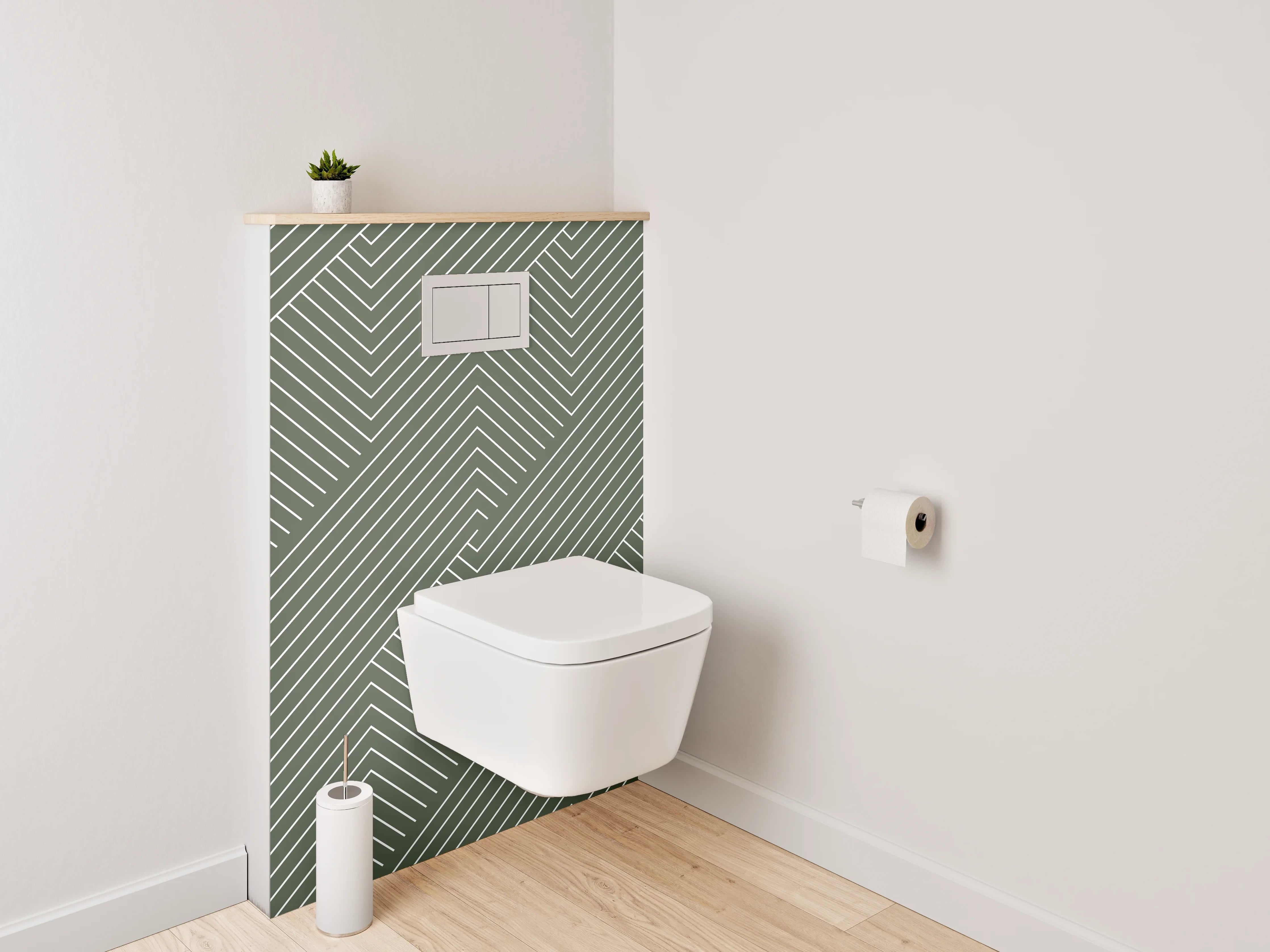 WC-Rückwand - Modernes Linienmuster grün-weiß