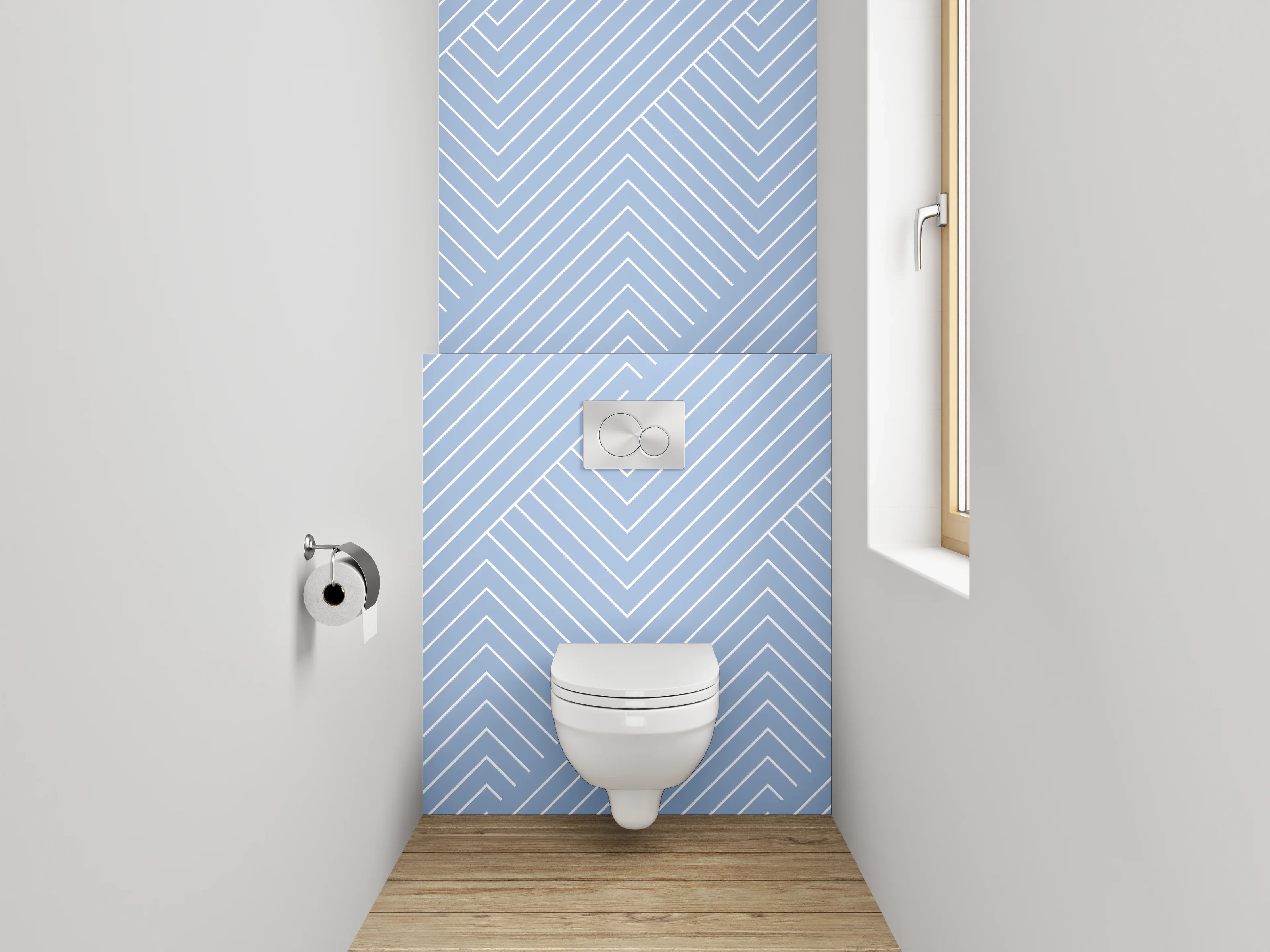 WC-Rückwand - Modernes Linienmuster in Blau-Grau