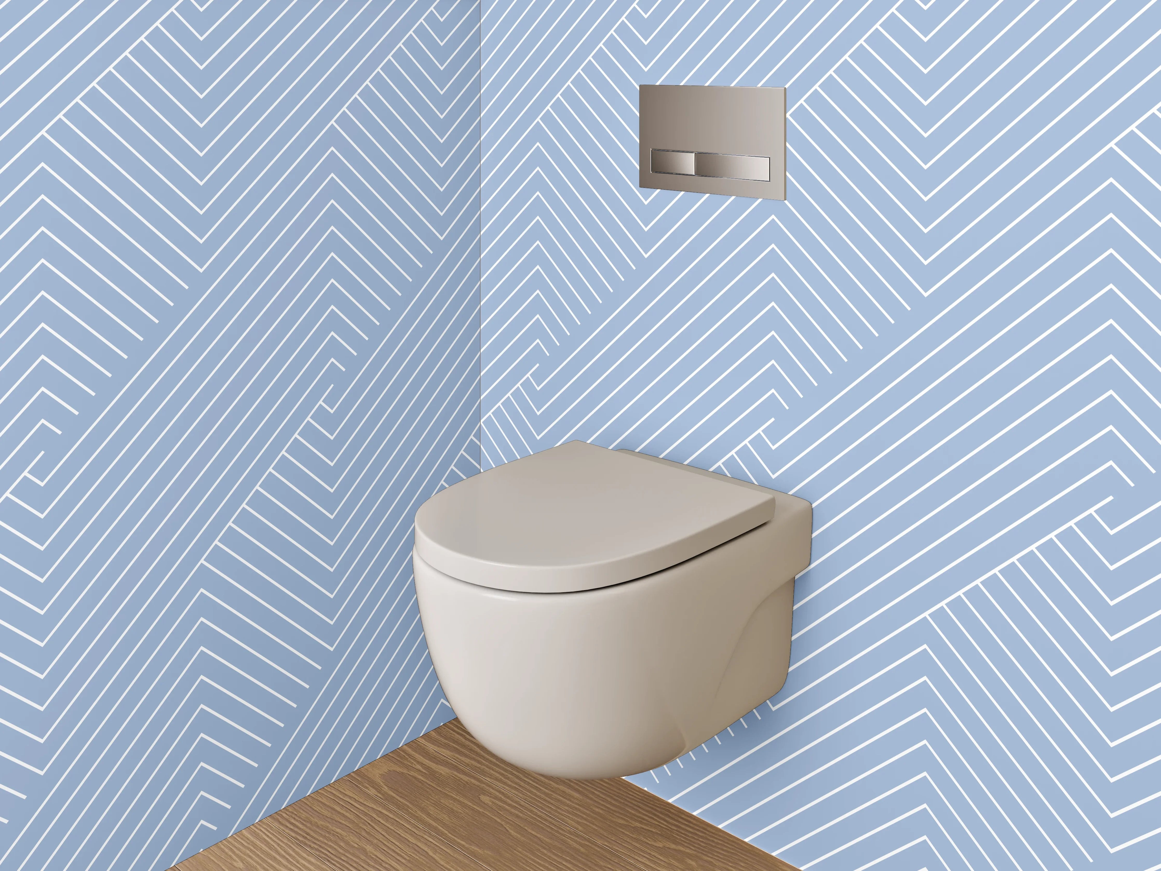 WC-Rückwand - Modernes Linienmuster in Blau-Grau