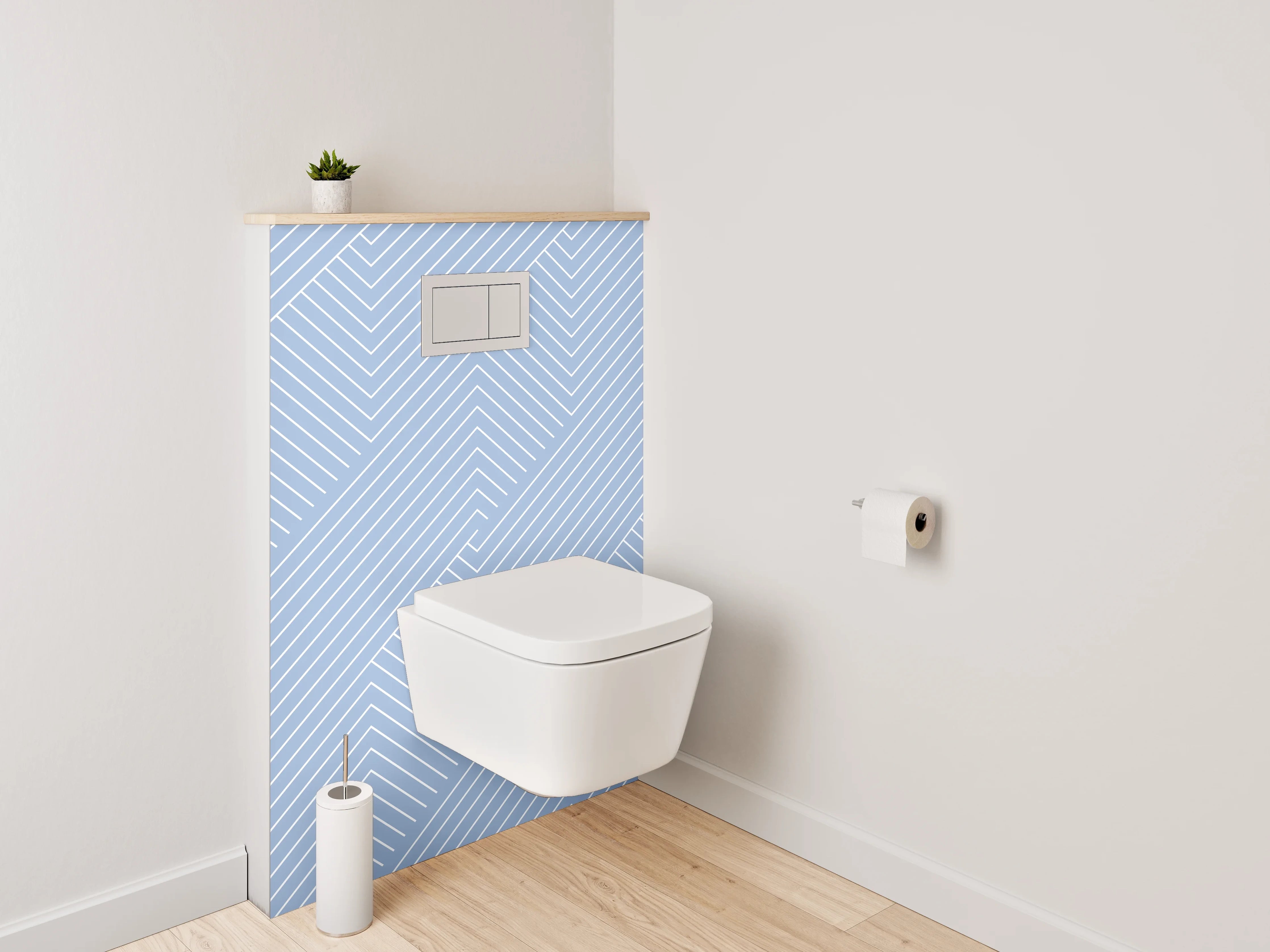 WC-Rückwand - Modernes Linienmuster in Blau-Grau