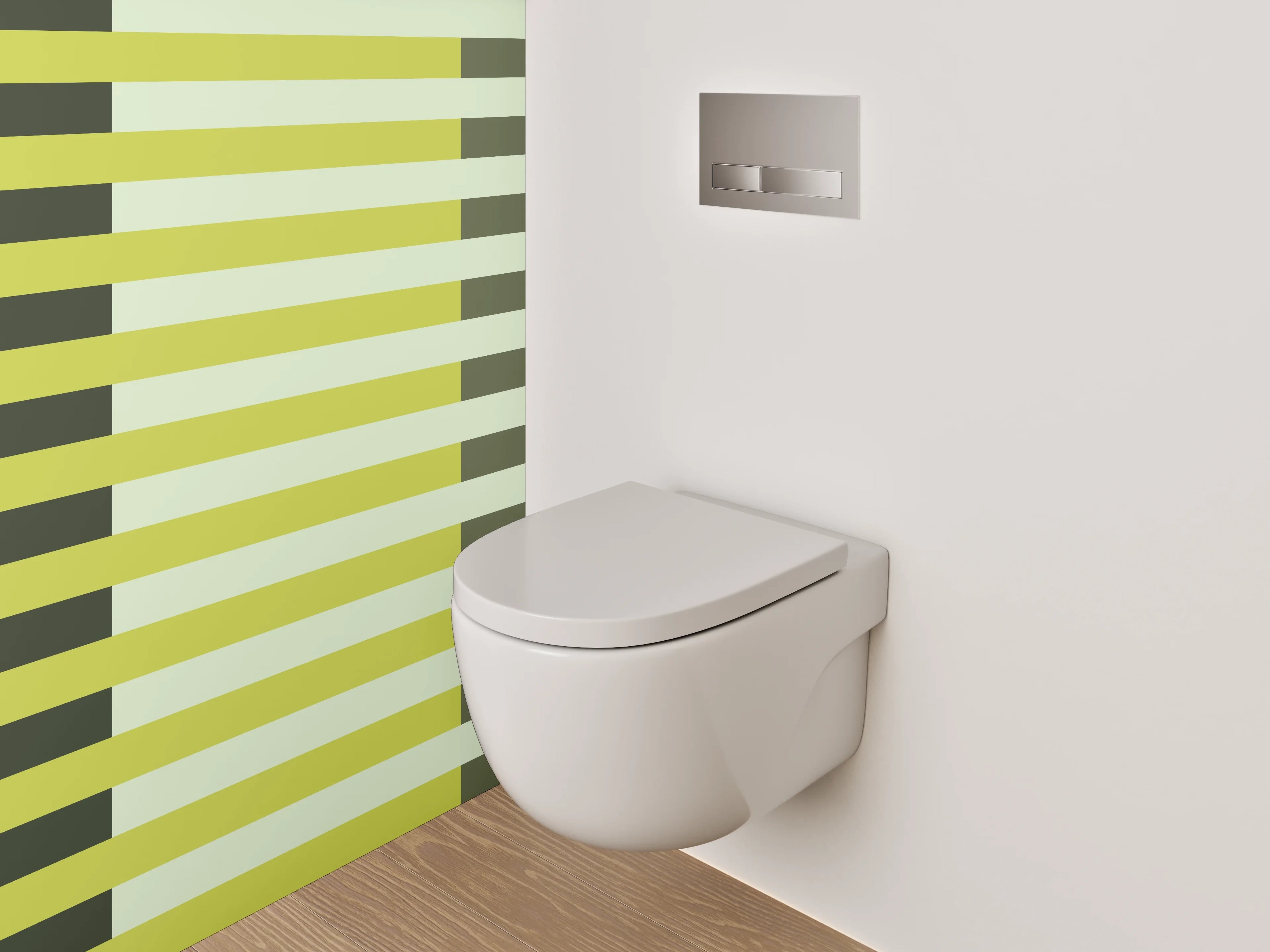 WC-Rückwand - Modernes Linienmuster in Gelb und Grün