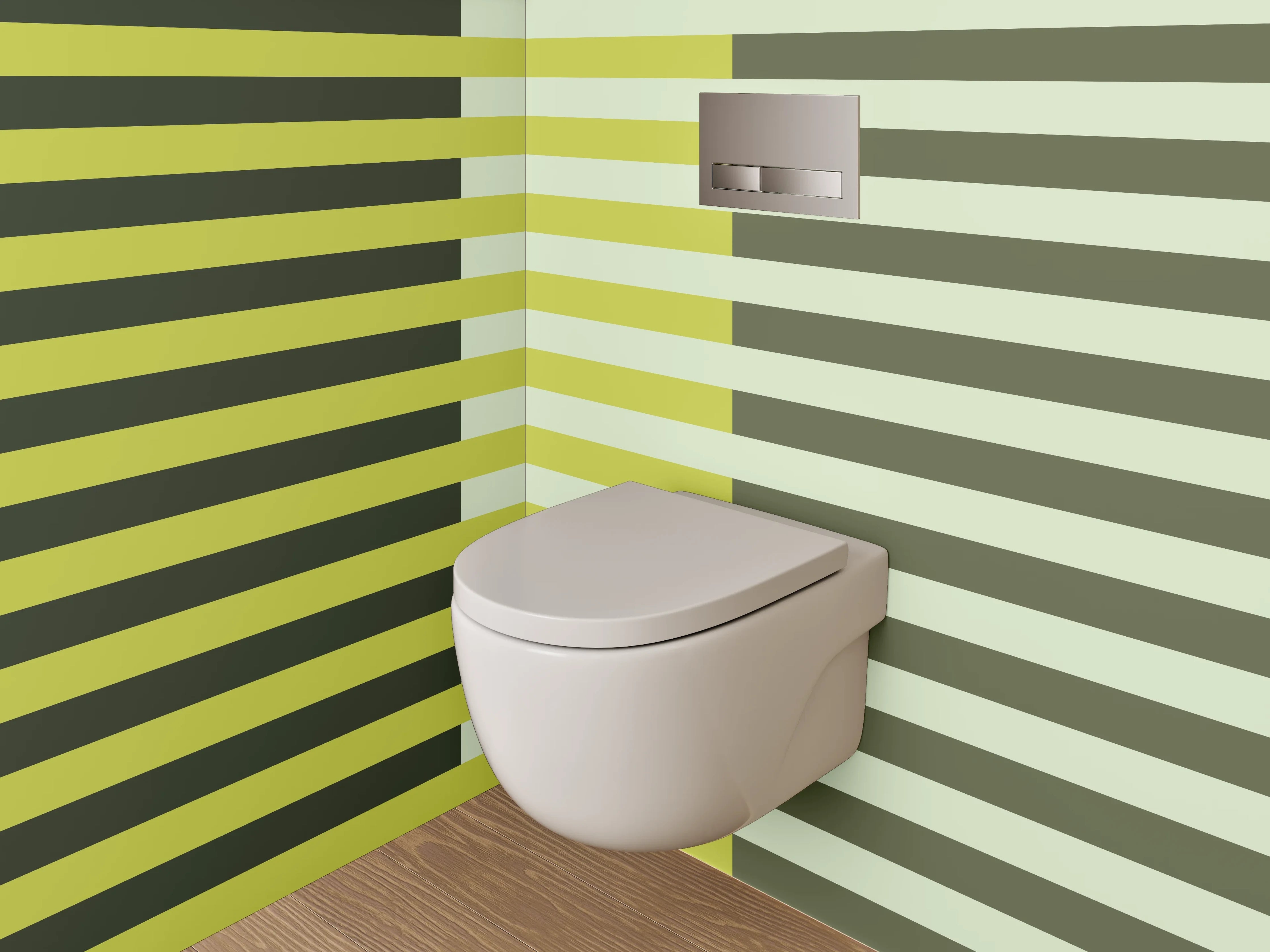 WC-Rückwand - Modernes Linienmuster in Gelb und Grün
