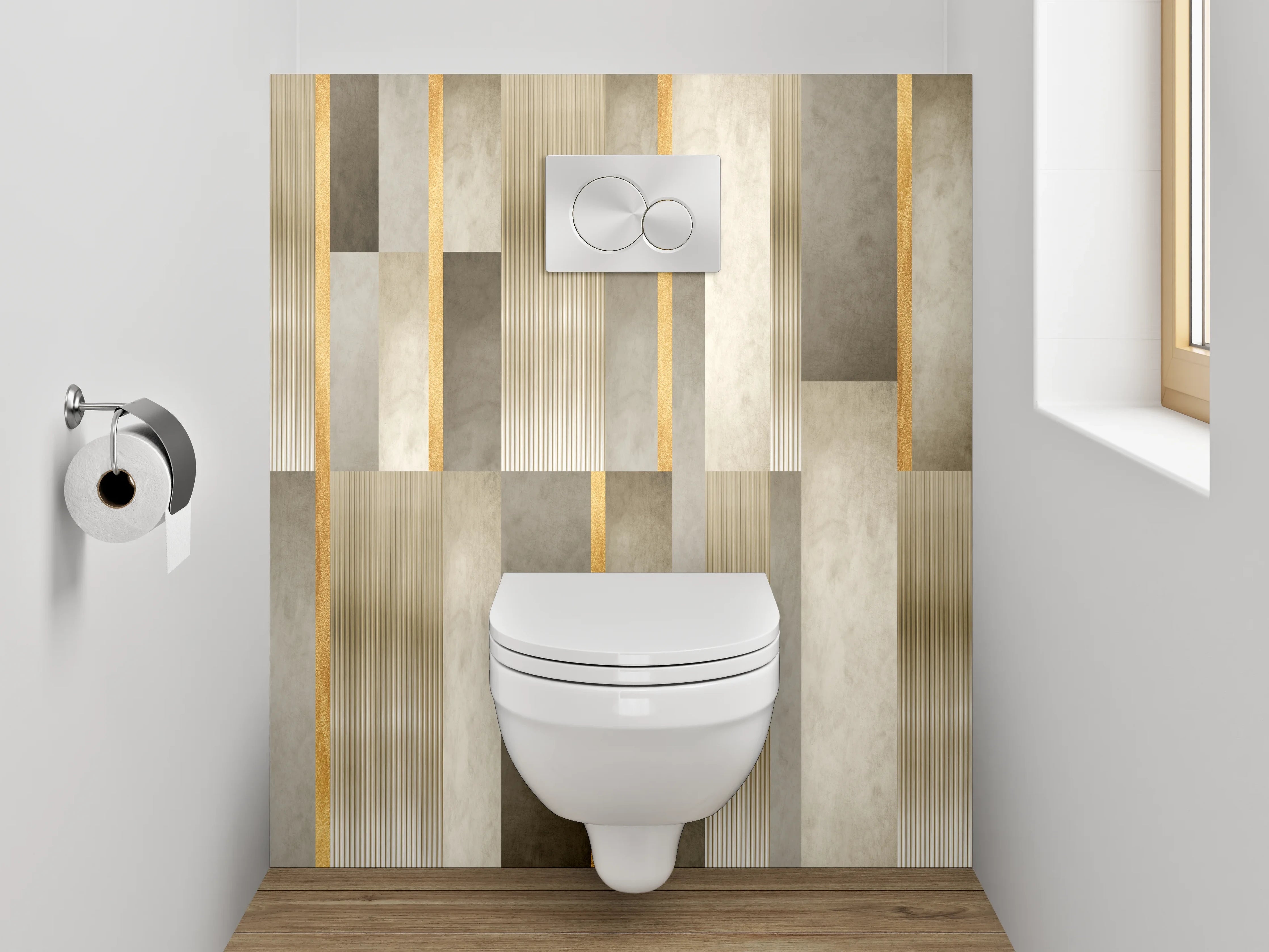 WC-Rückwand - Modernes Marmor Grafik Design Gold
