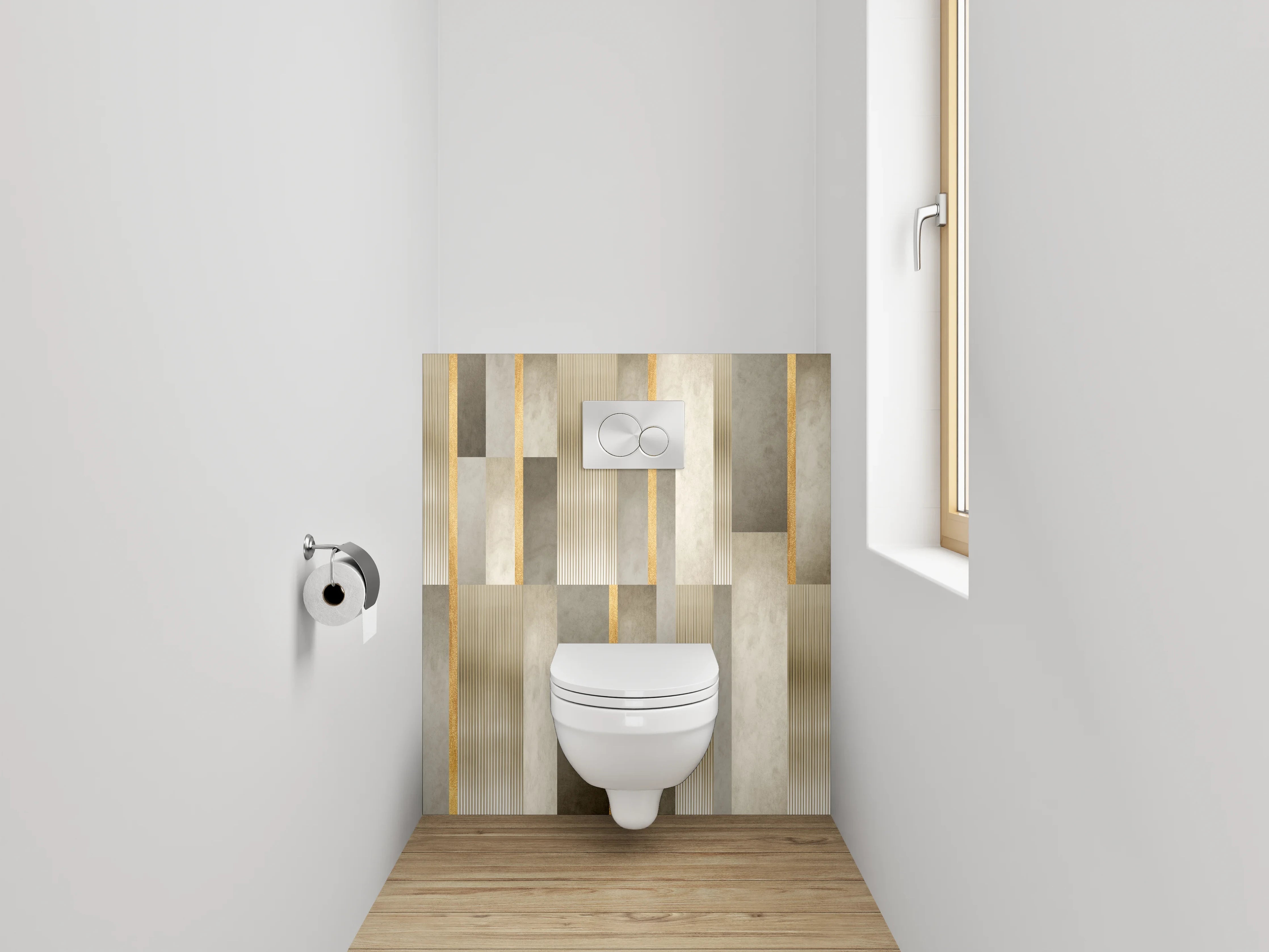 WC-Rückwand - Modernes Marmor Grafik Design Gold