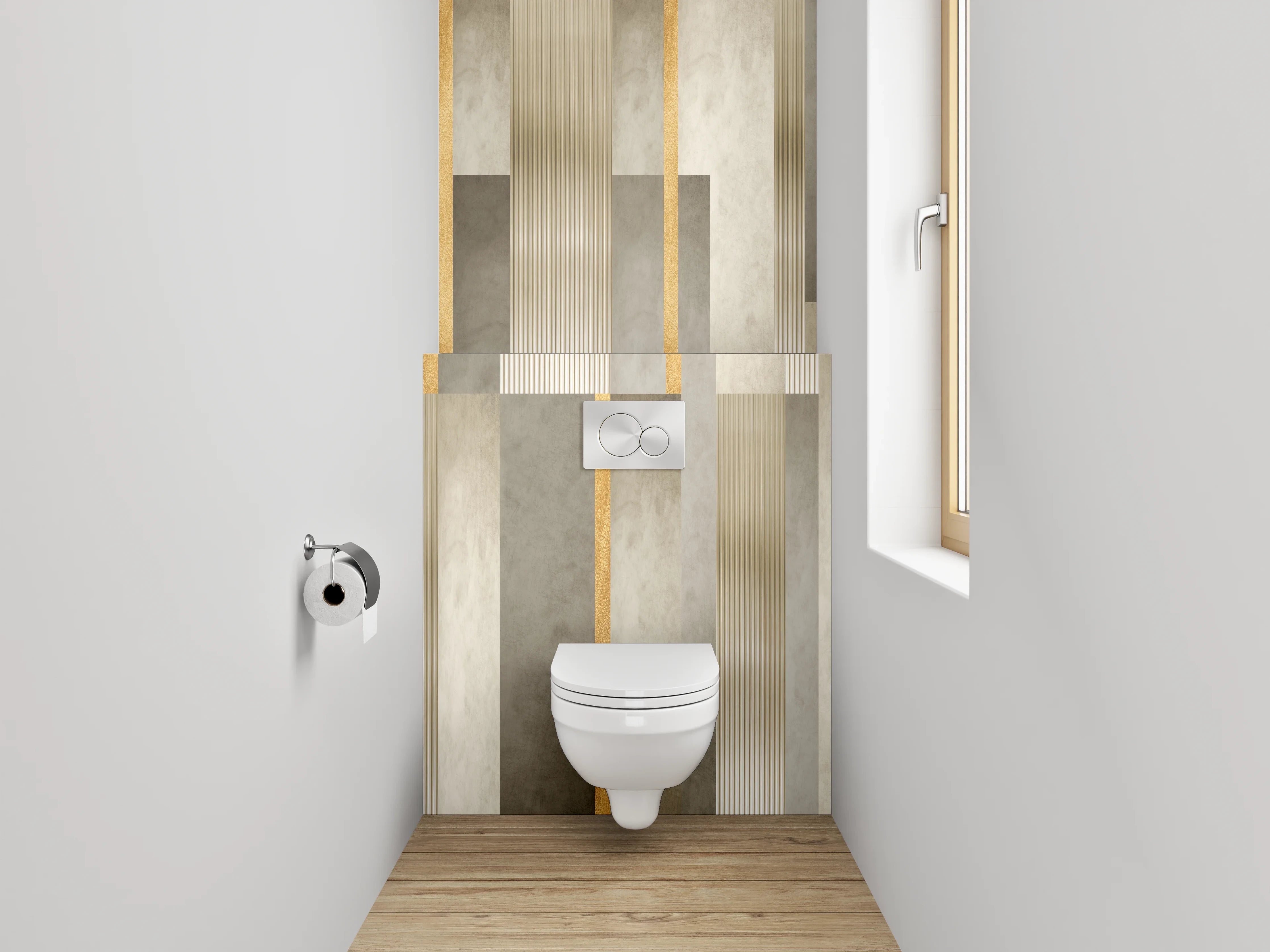 WC-Rückwand - Modernes Marmor Grafik Design Gold