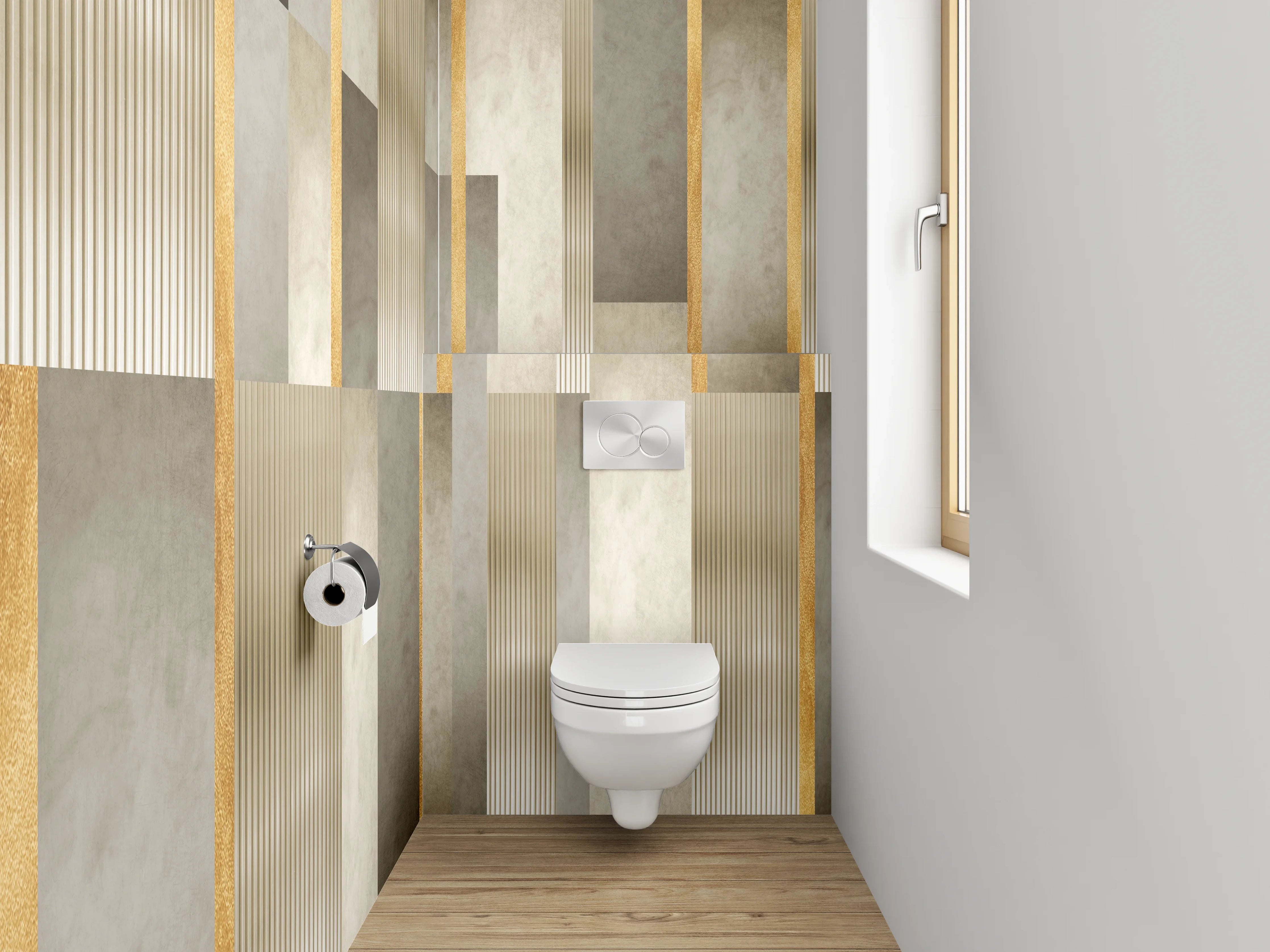 WC-Rückwand - Modernes Marmor Grafik Design Gold