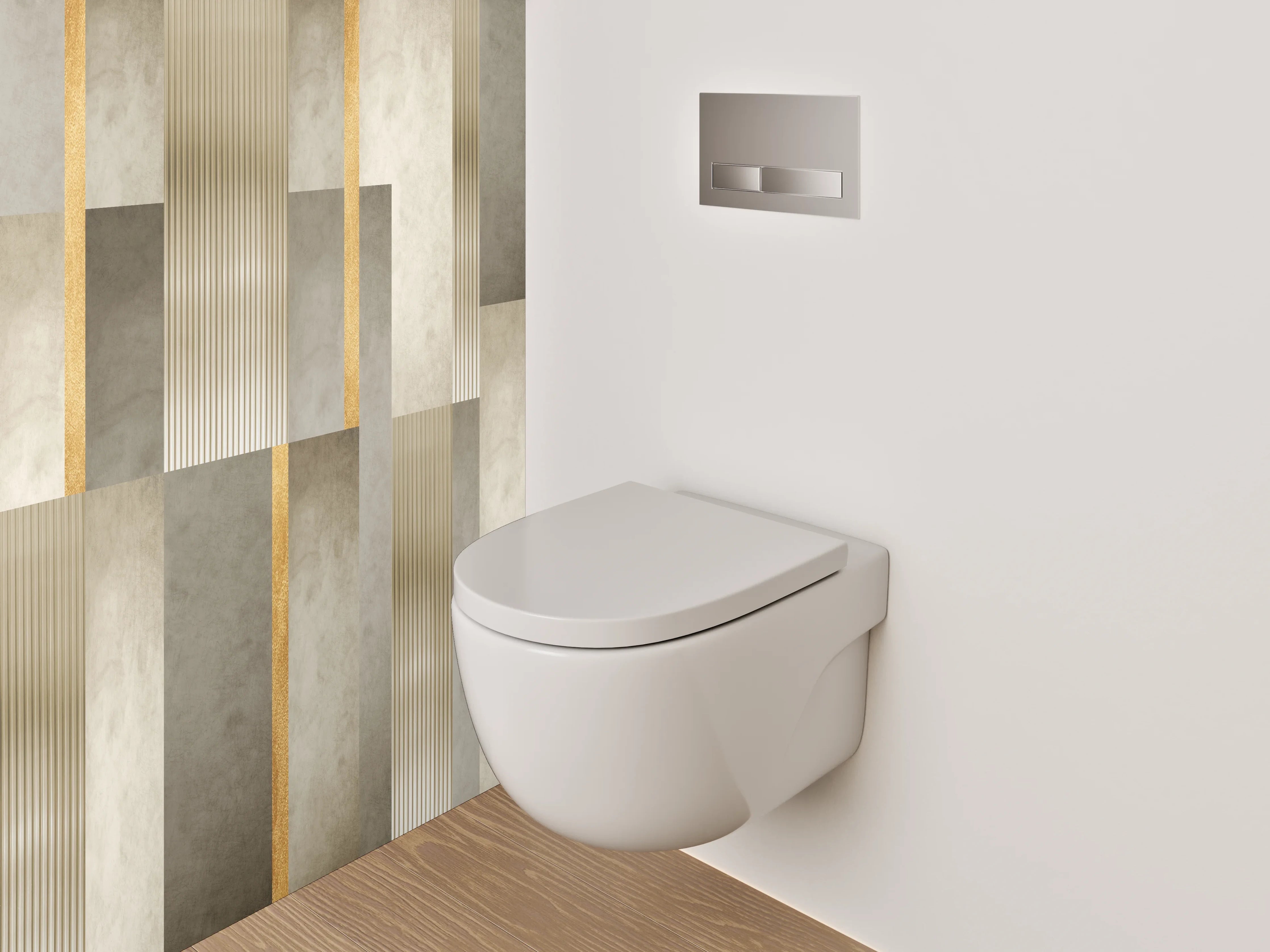 WC-Rückwand - Modernes Marmor Grafik Design Gold