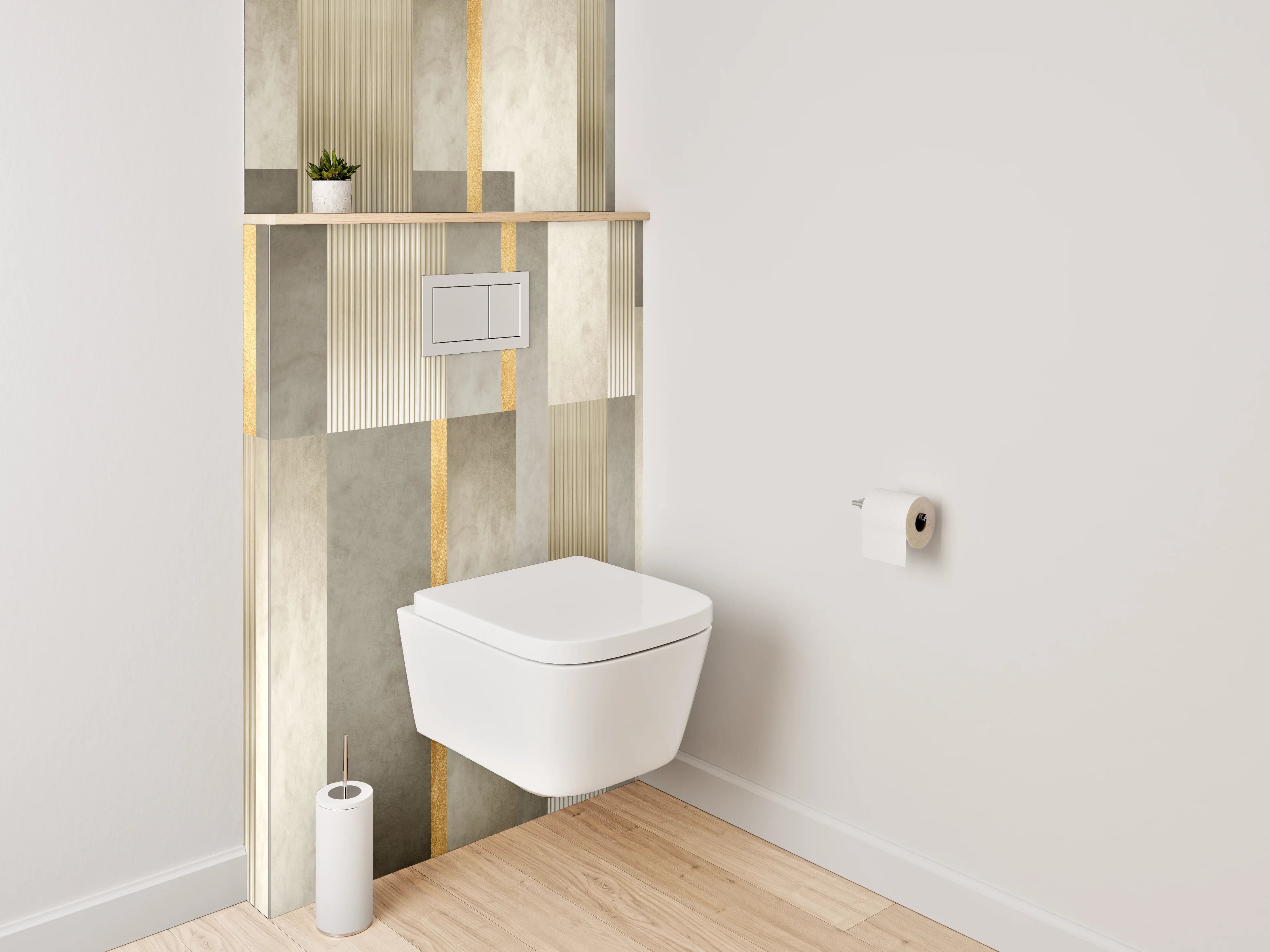 WC-Rückwand - Modernes Marmor Grafik Design Gold