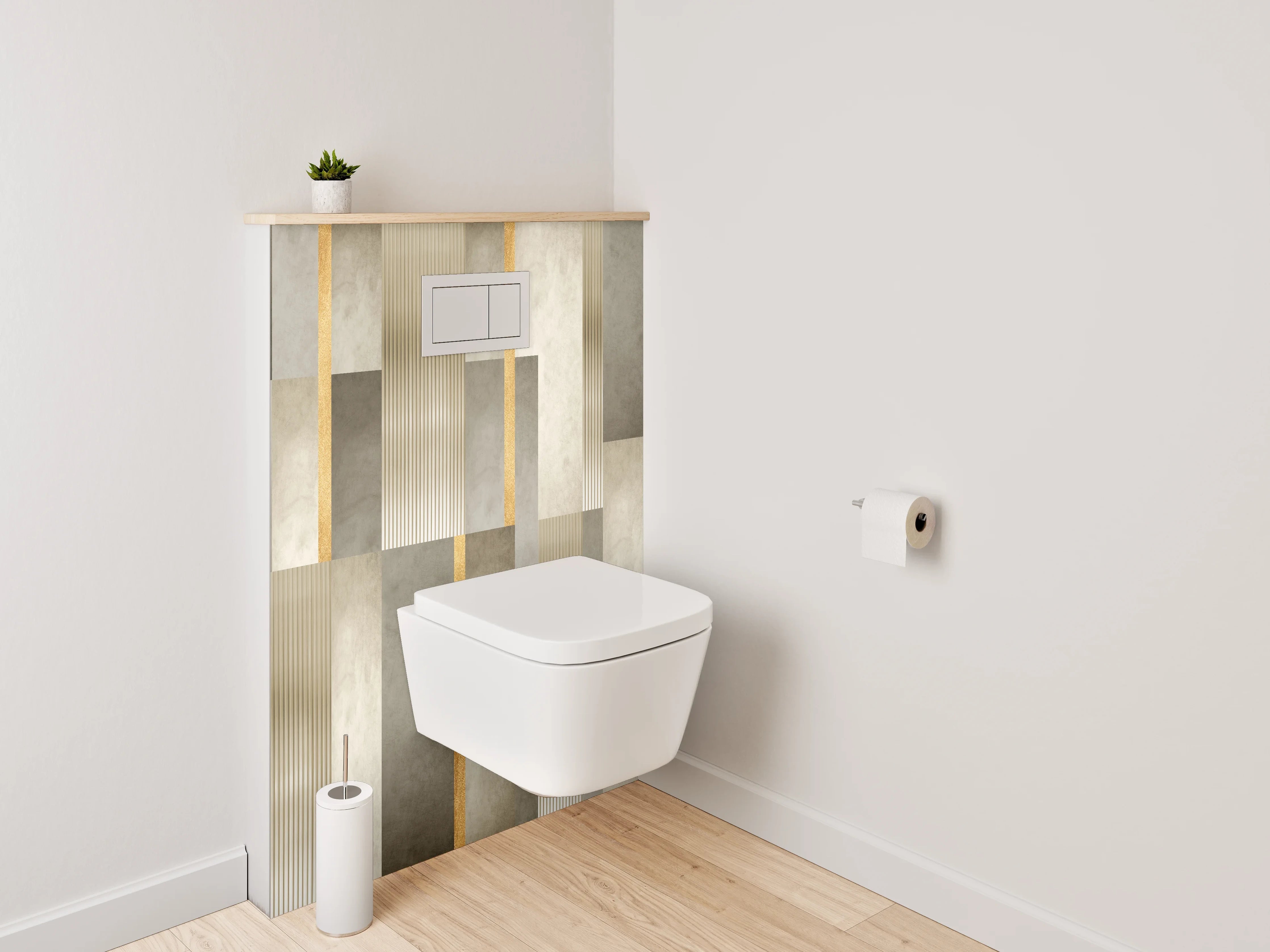 WC-Rückwand - Modernes Marmor Grafik Design Gold