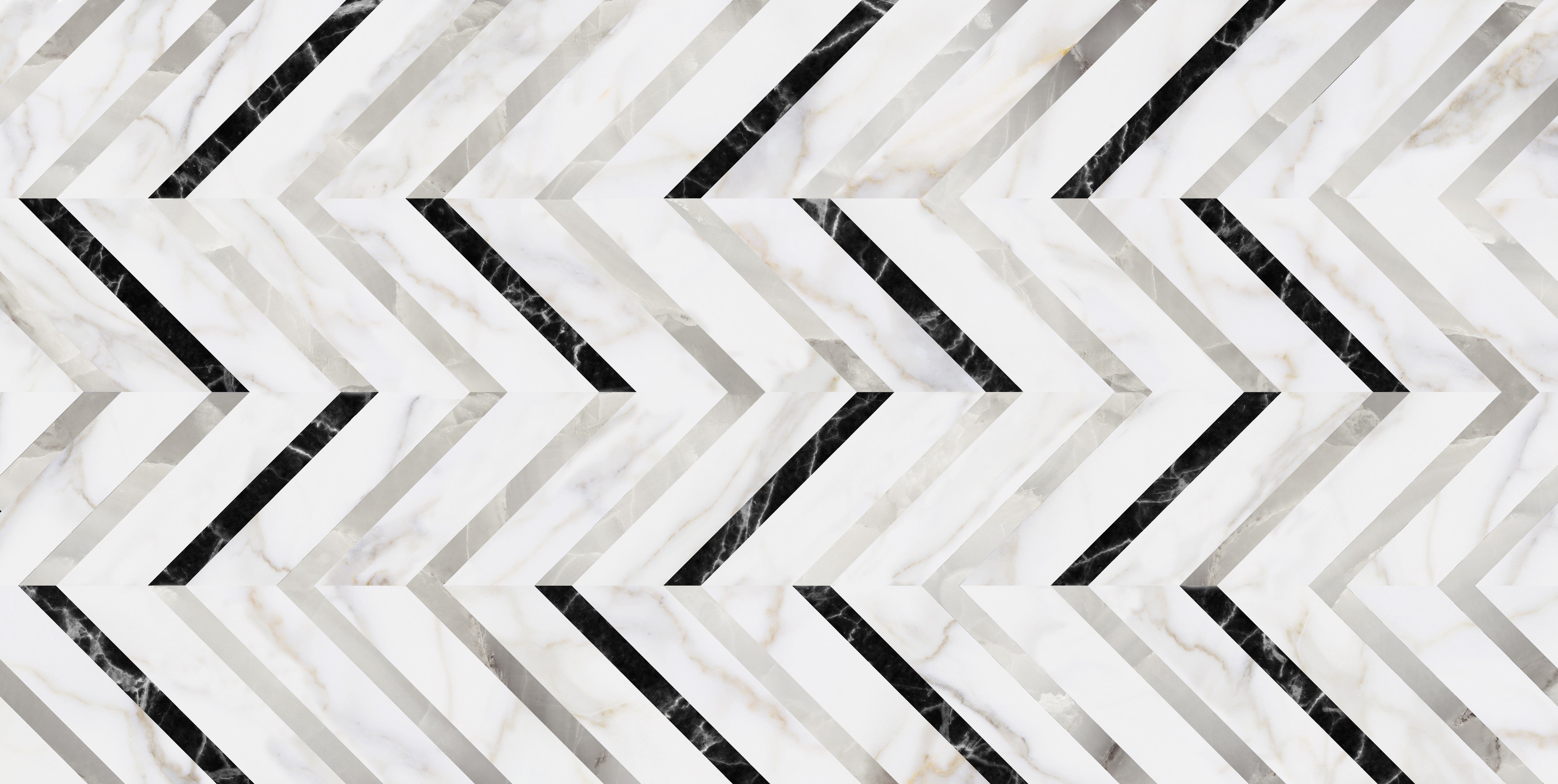 WC-Rückwand-Modernes Marmor-Zickzack in Weiß und Grau