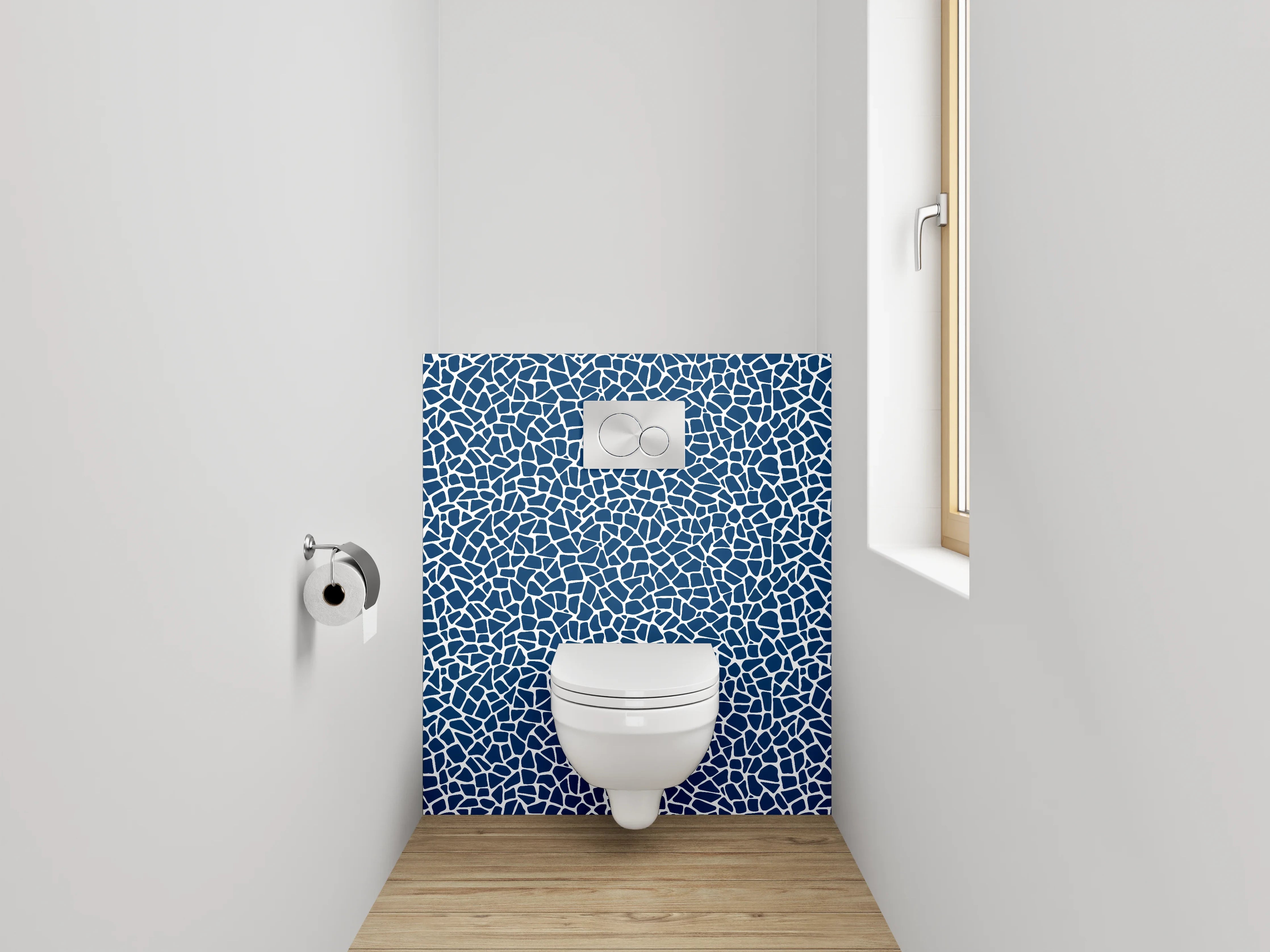 WC-Rückwand - Modernes Mosaik Blau Weiß Muster