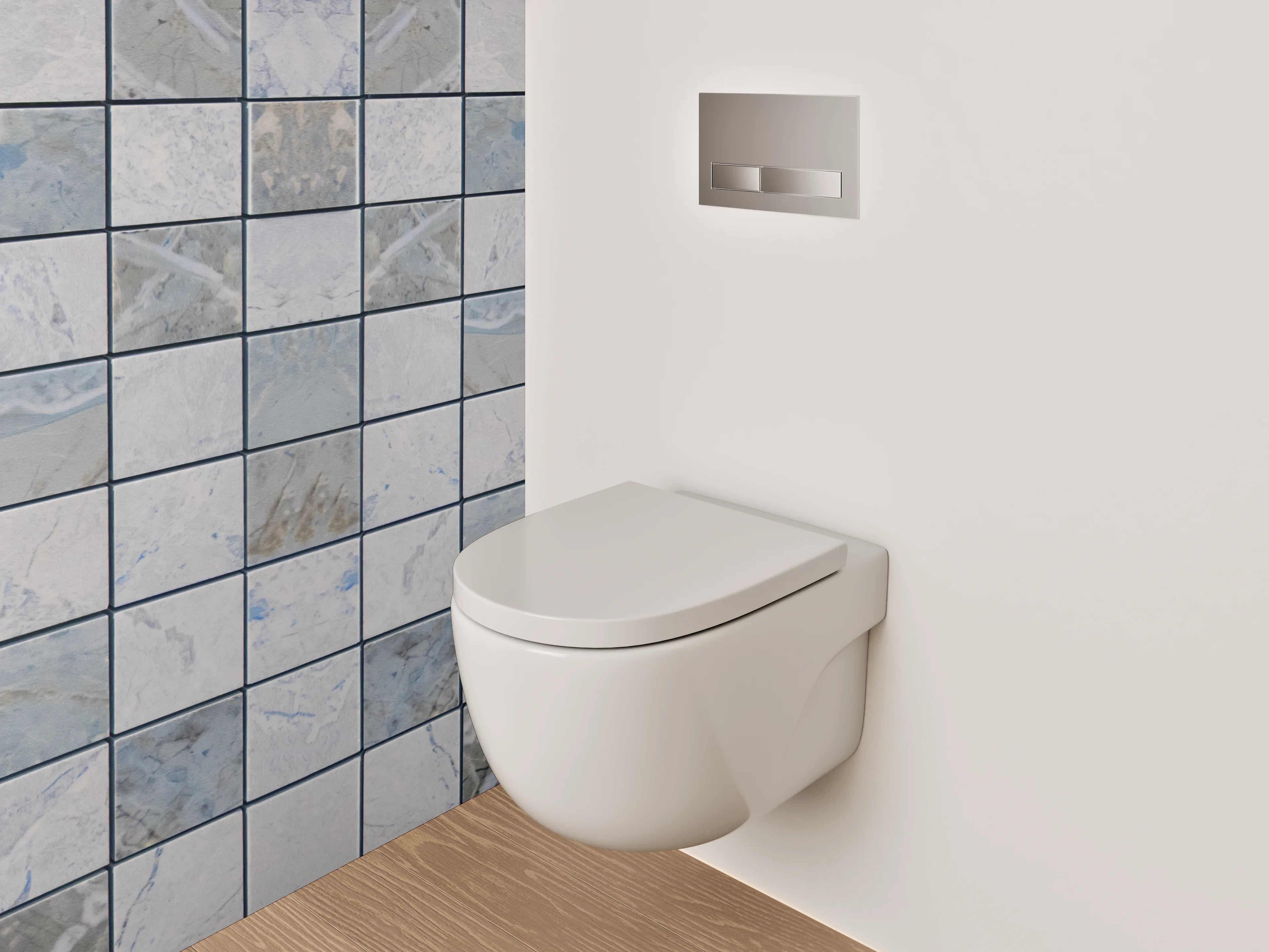 WC-Rückwand - Modernes Mosaik Fliesenmuster Grau Blau