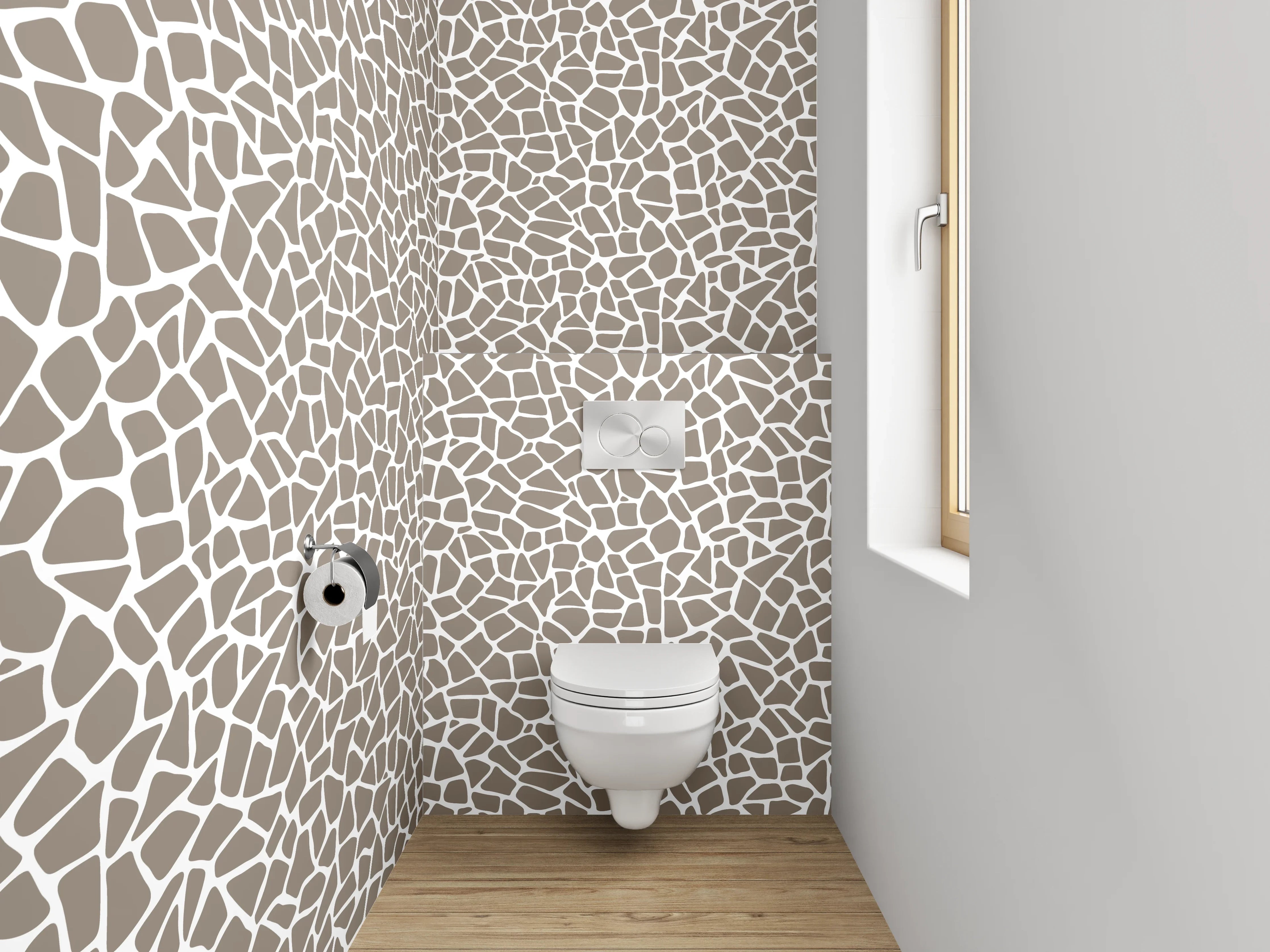 WC-Rückwand - Modernes Mosaik Muster Beige Grau