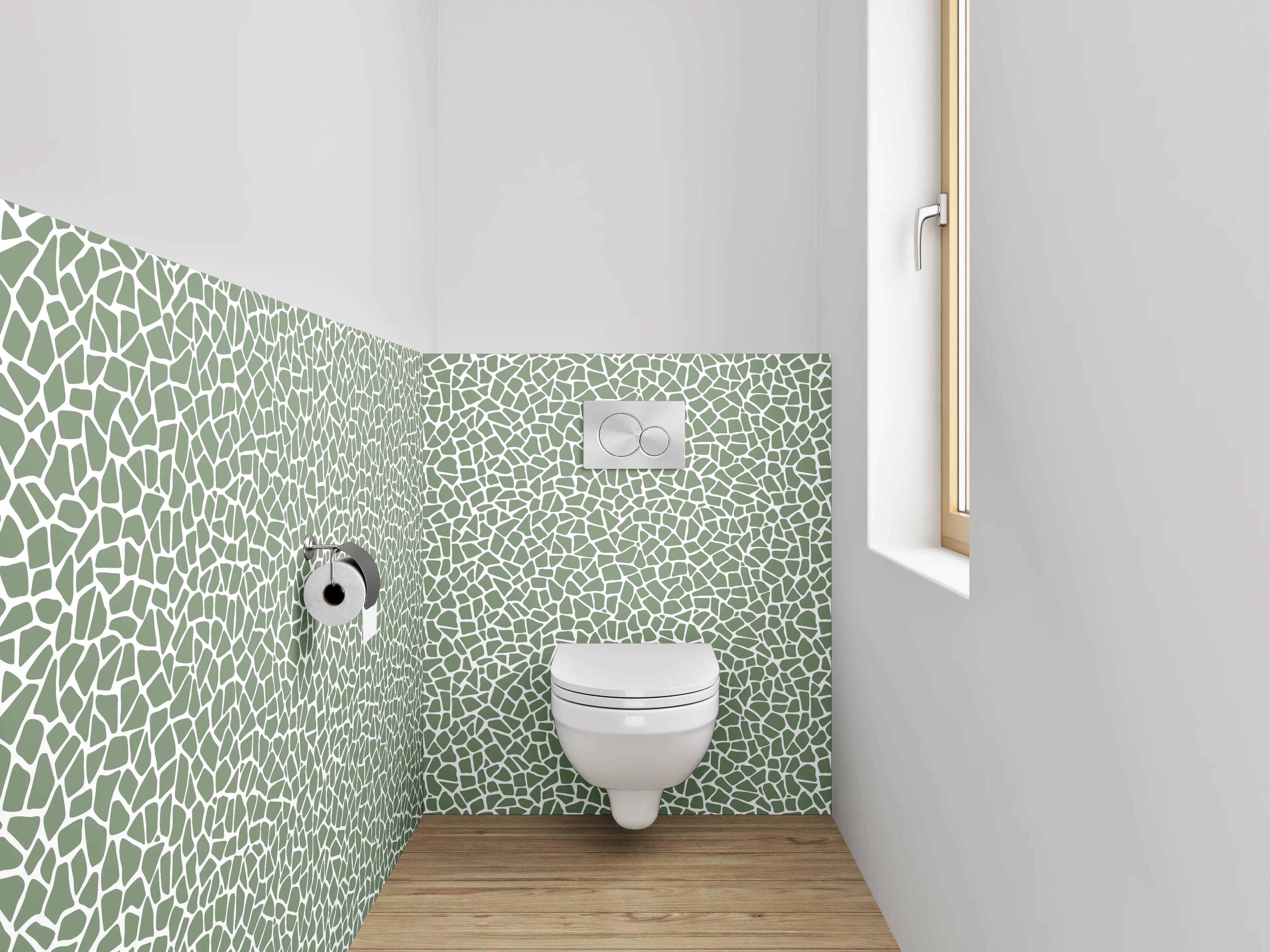 WC-Rückwand - Modernes Mosaik Muster Grün Weiß