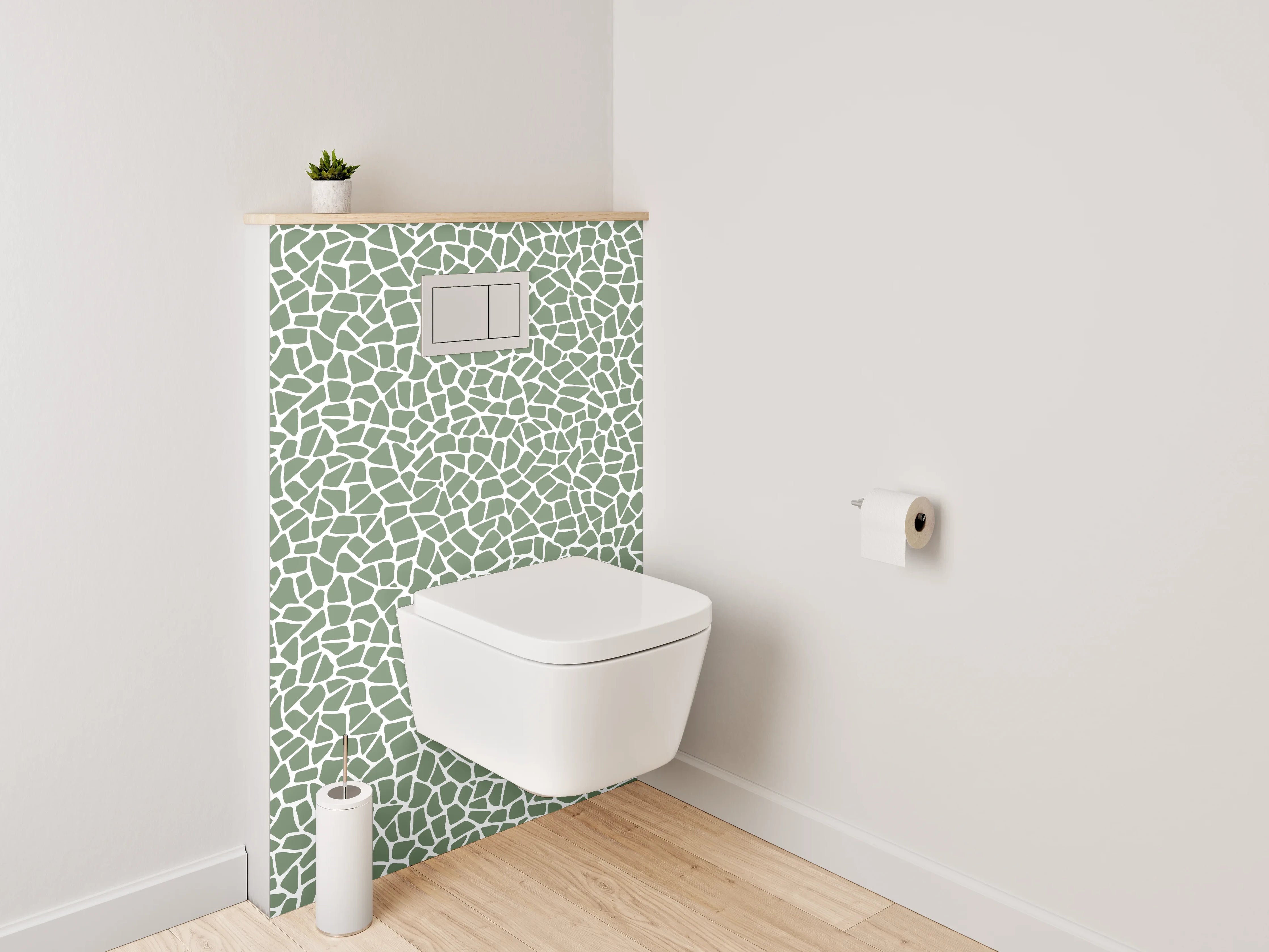 WC-Rückwand - Modernes Mosaik Muster Grün Weiß