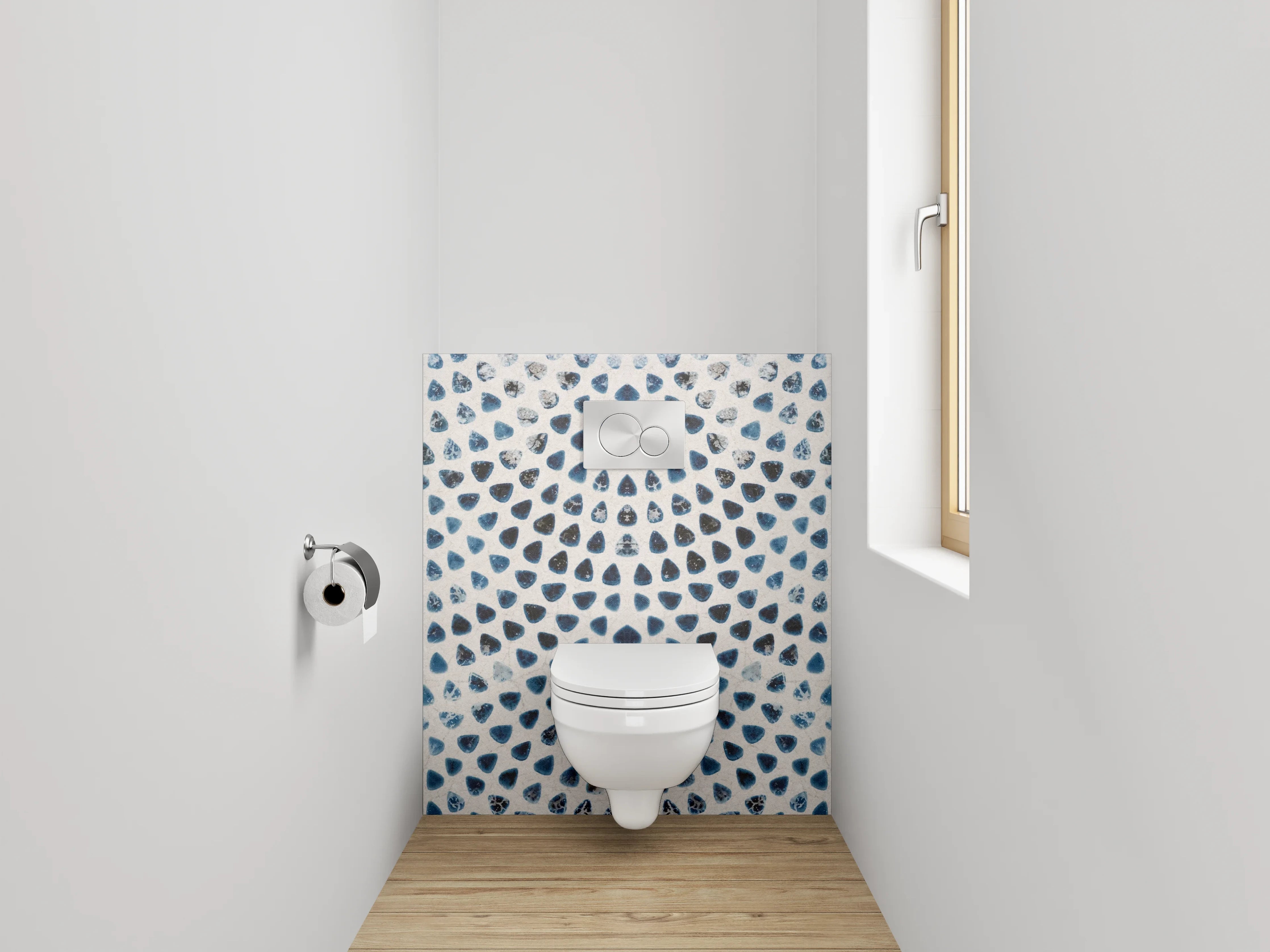 WC-Rückwand - Modernes Mosaik Muster Weiß Grau Blau