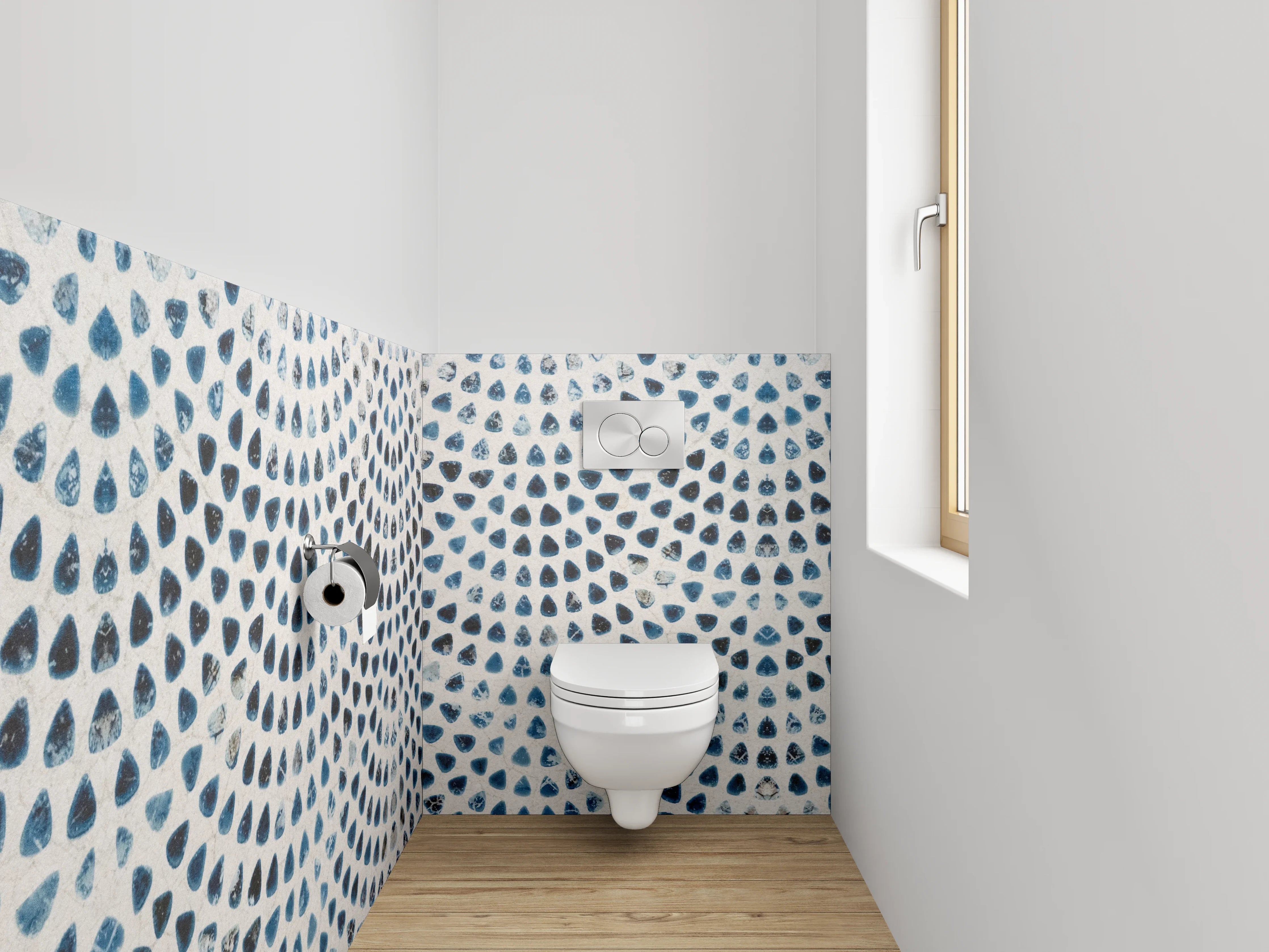 WC-Rückwand - Modernes Mosaik Muster Weiß Grau Blau