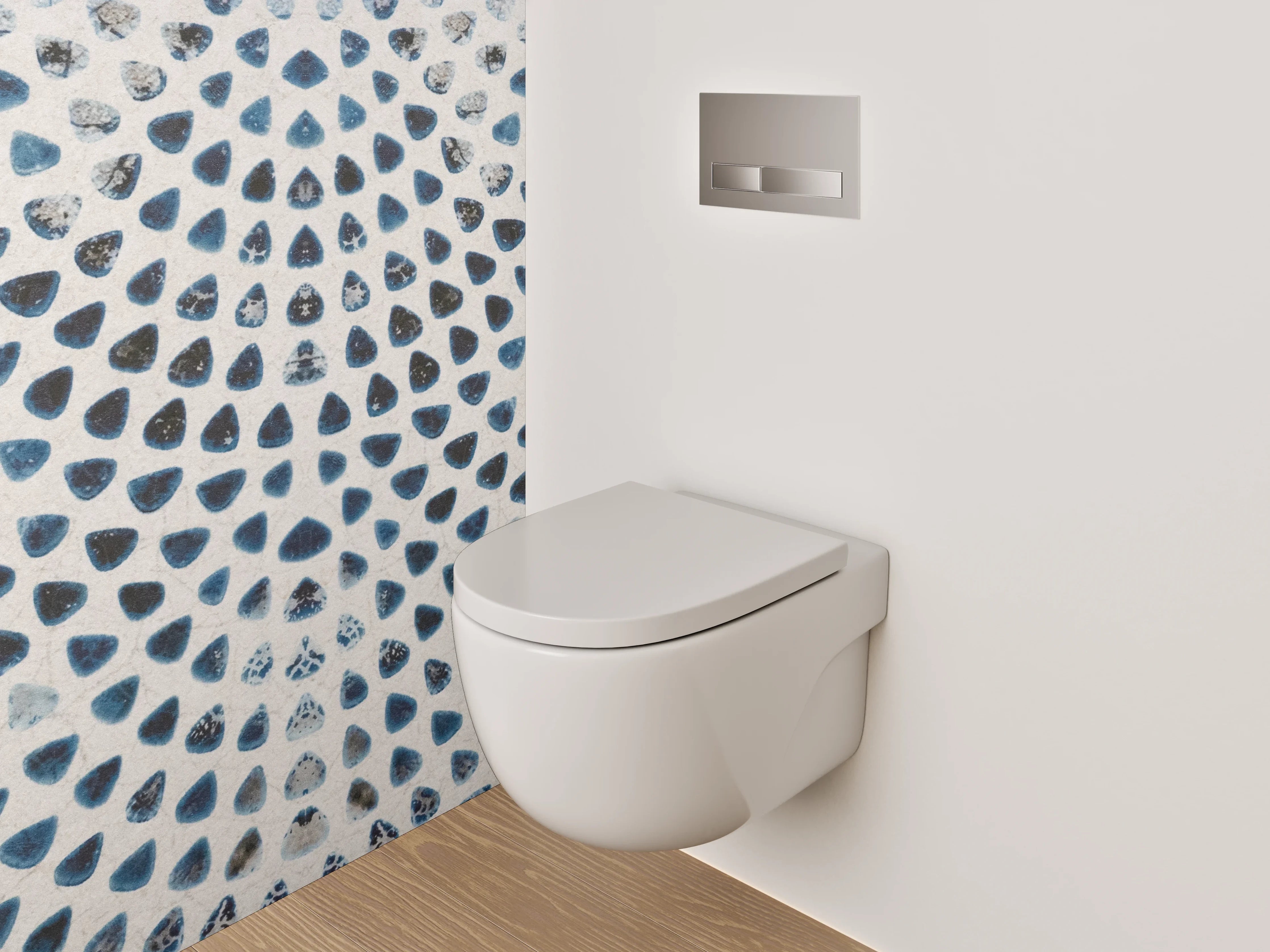 WC-Rückwand - Modernes Mosaik Muster Weiß Grau Blau