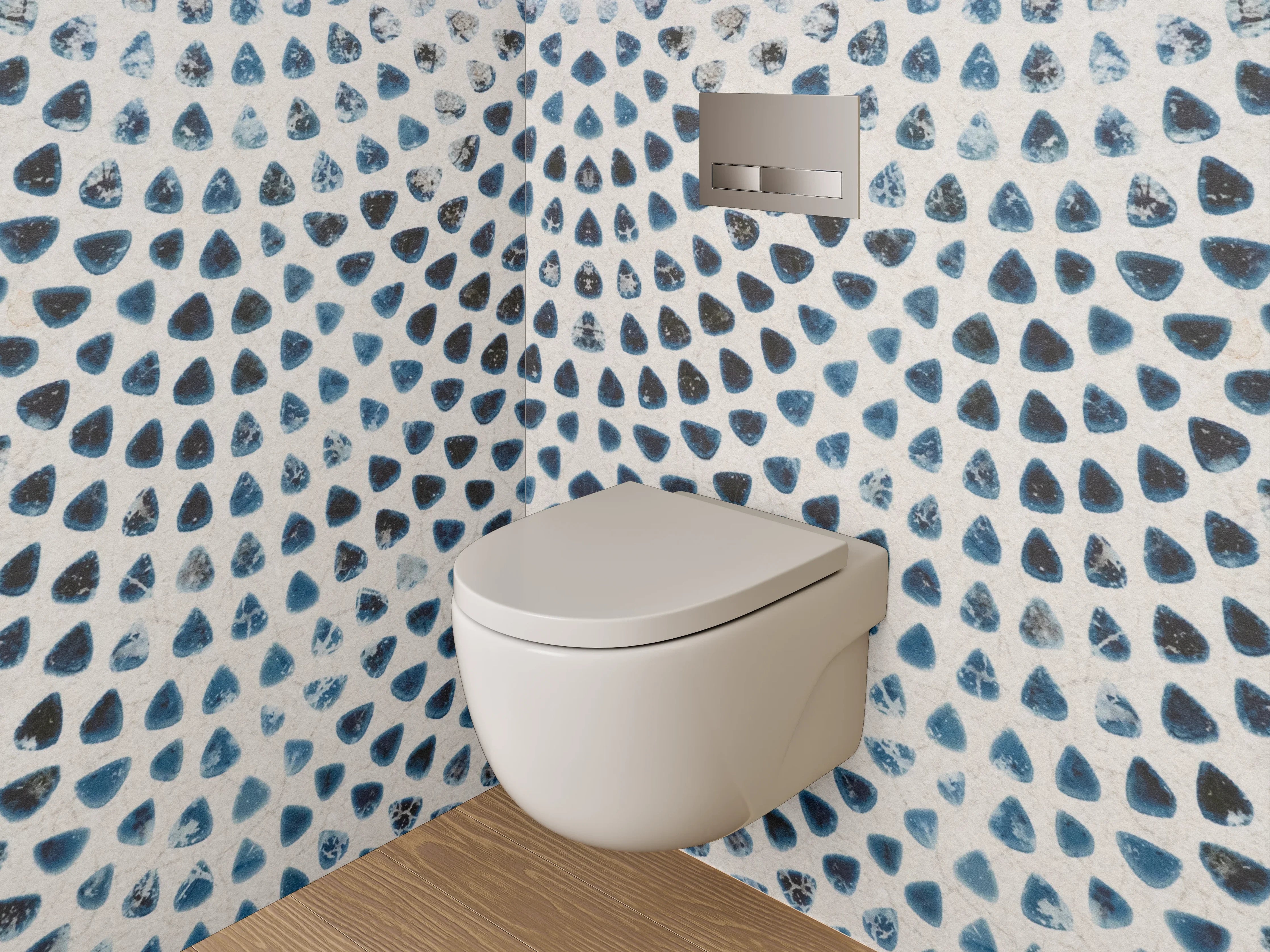 WC-Rückwand - Modernes Mosaik Muster Weiß Grau Blau