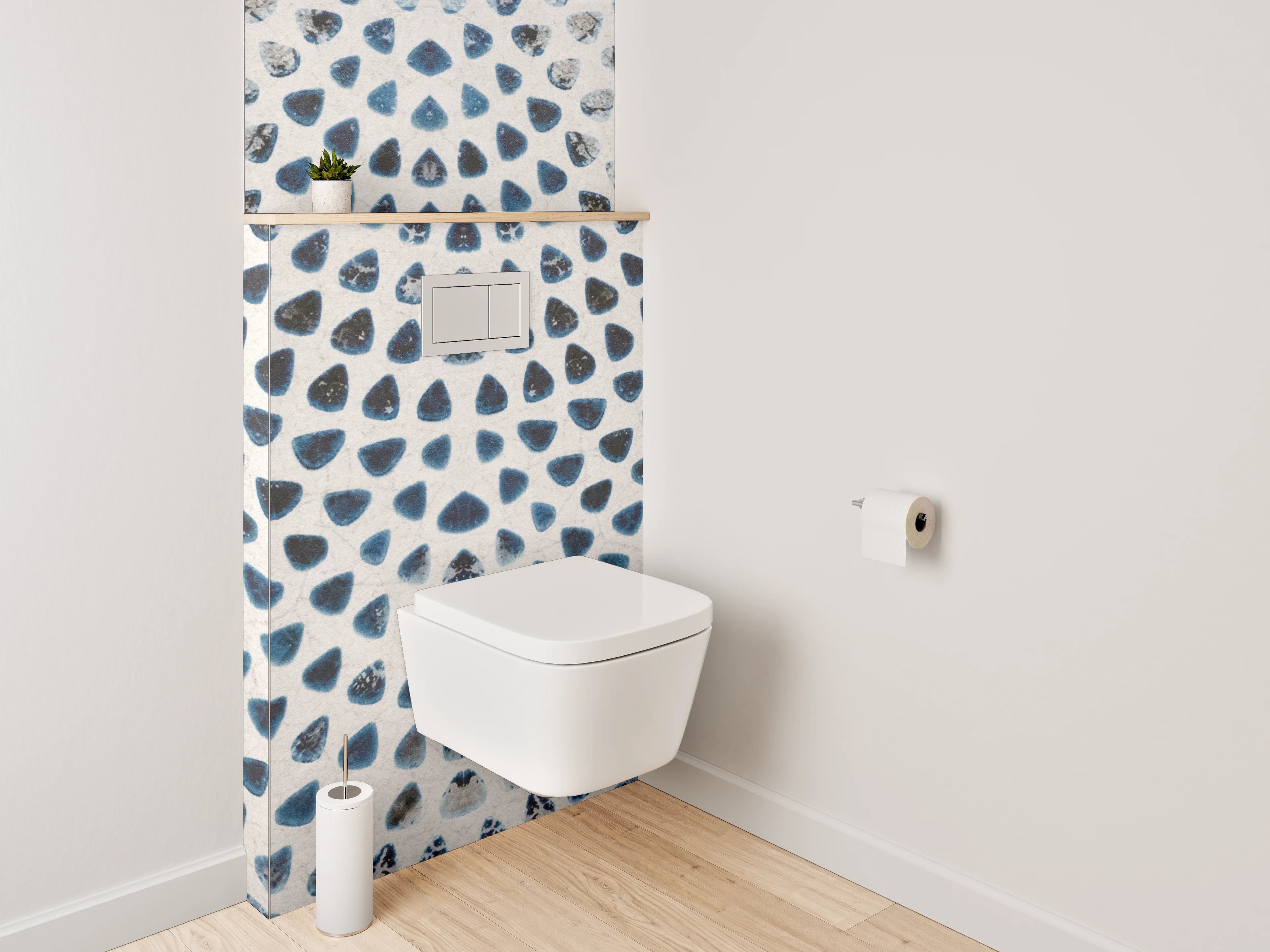 WC-Rückwand - Modernes Mosaik Muster Weiß Grau Blau