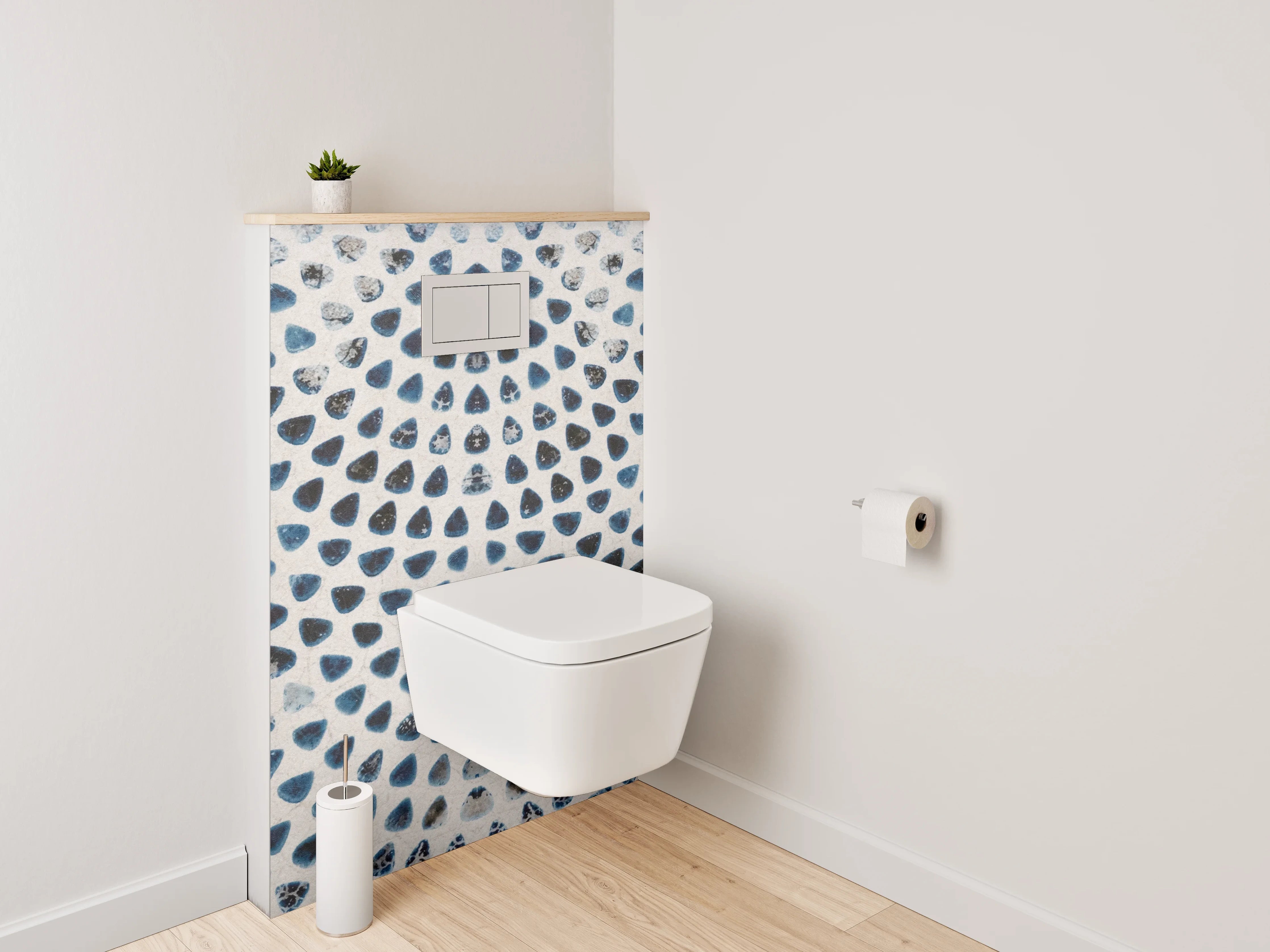 WC-Rückwand - Modernes Mosaik Muster Weiß Grau Blau