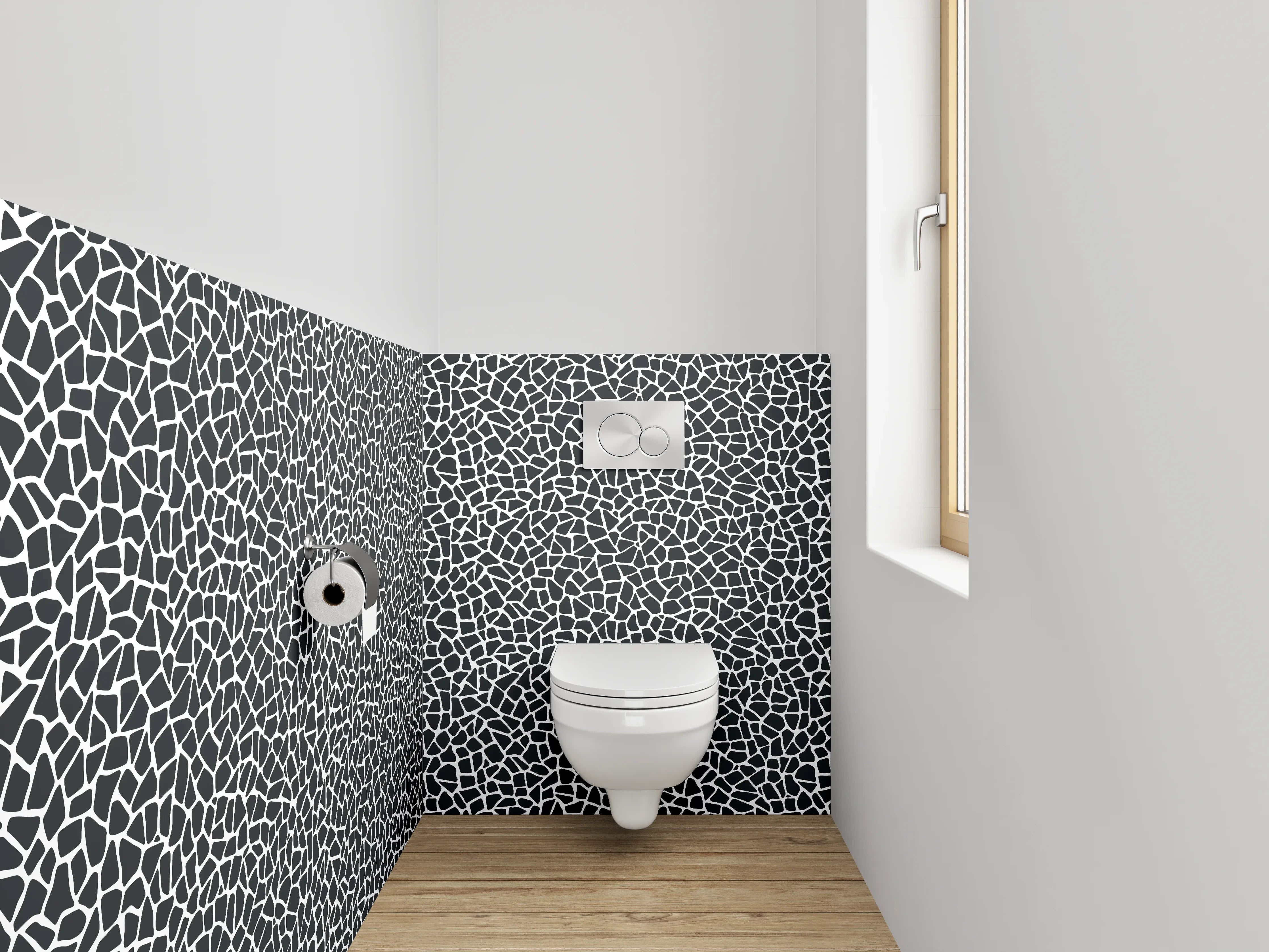 WC-Rückwand - Modernes Mosaik Schwarz-Weiß