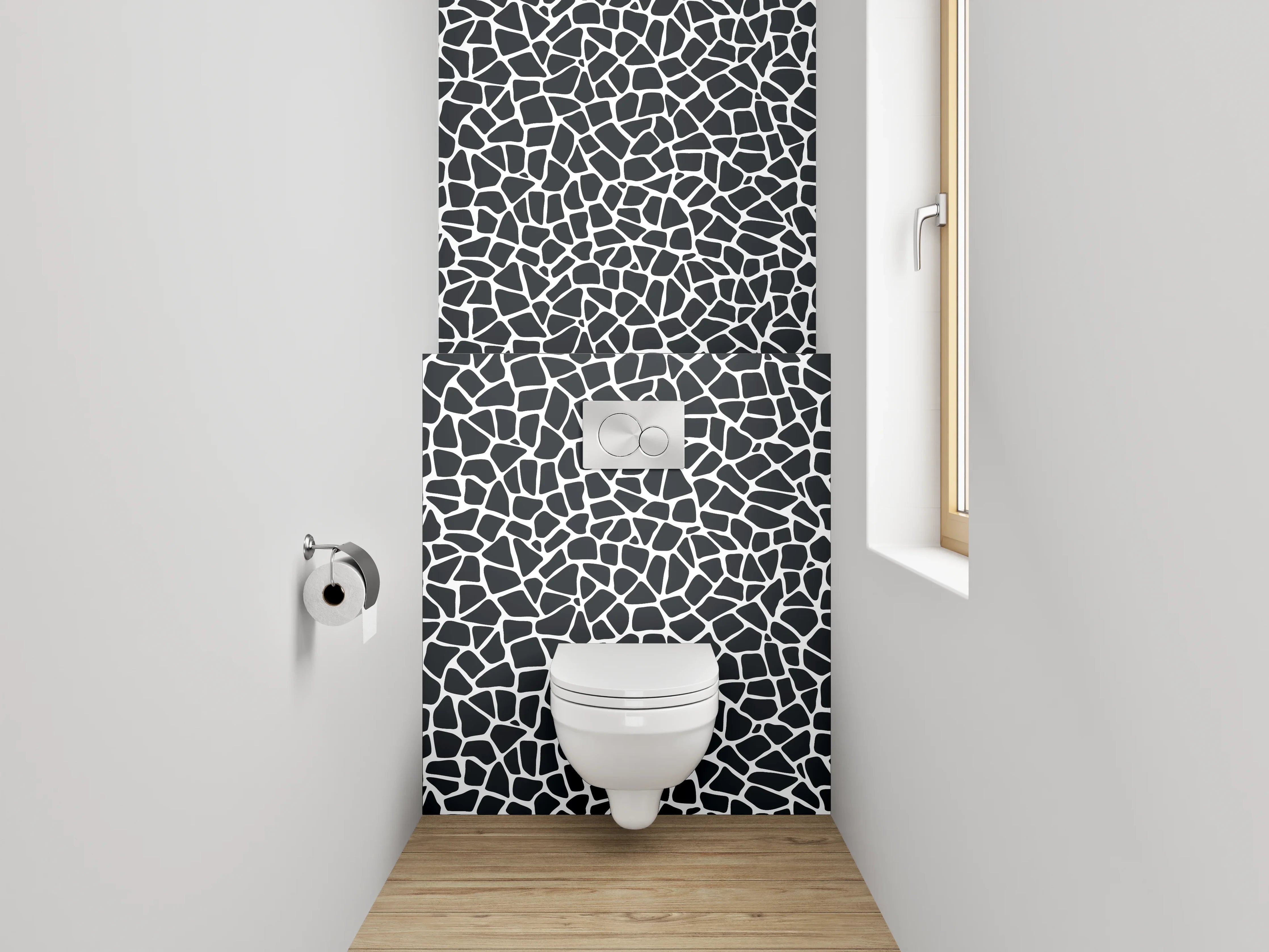 WC-Rückwand - Modernes Mosaik Schwarz-Weiß