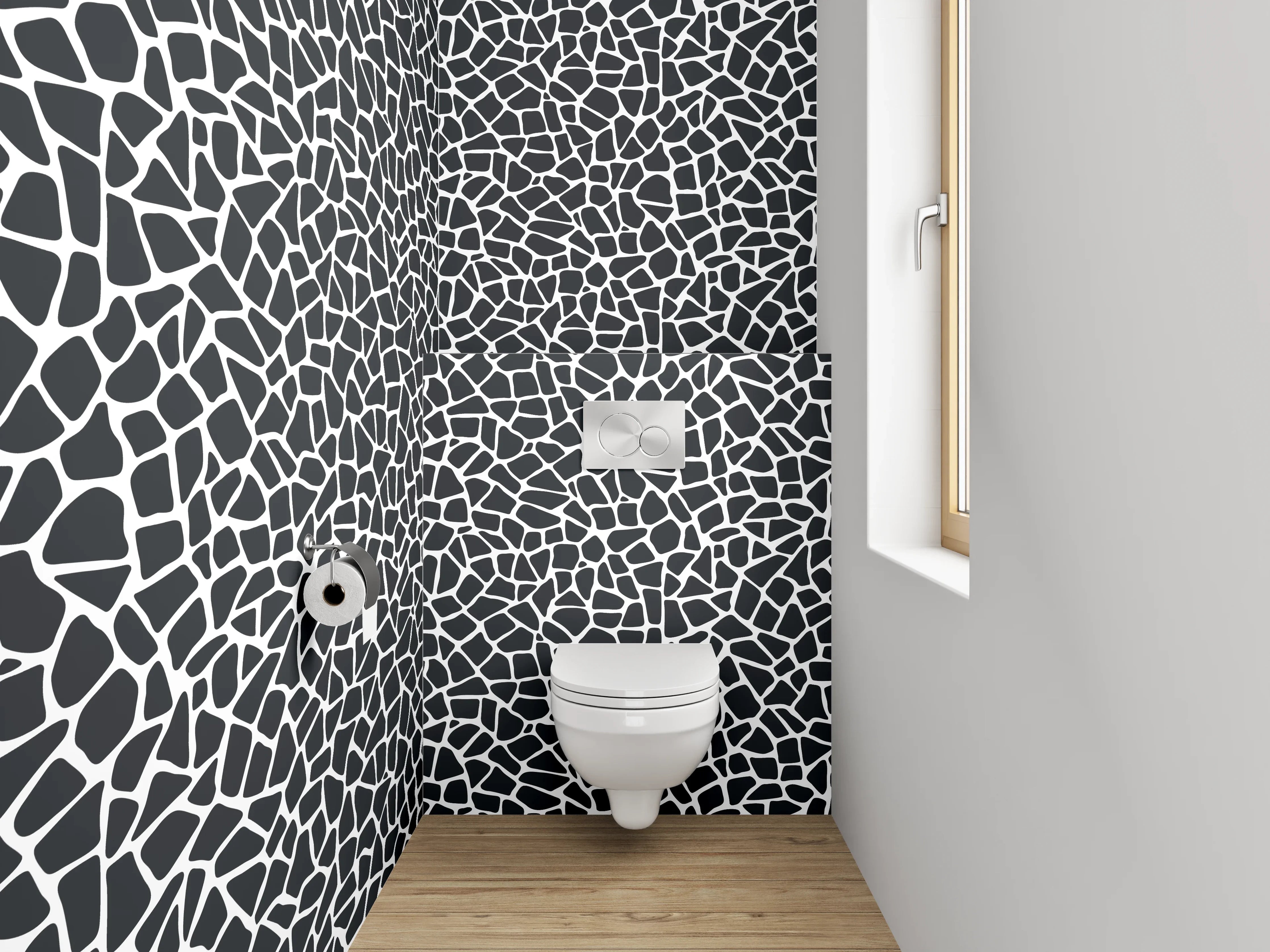 WC-Rückwand - Modernes Mosaik Schwarz-Weiß