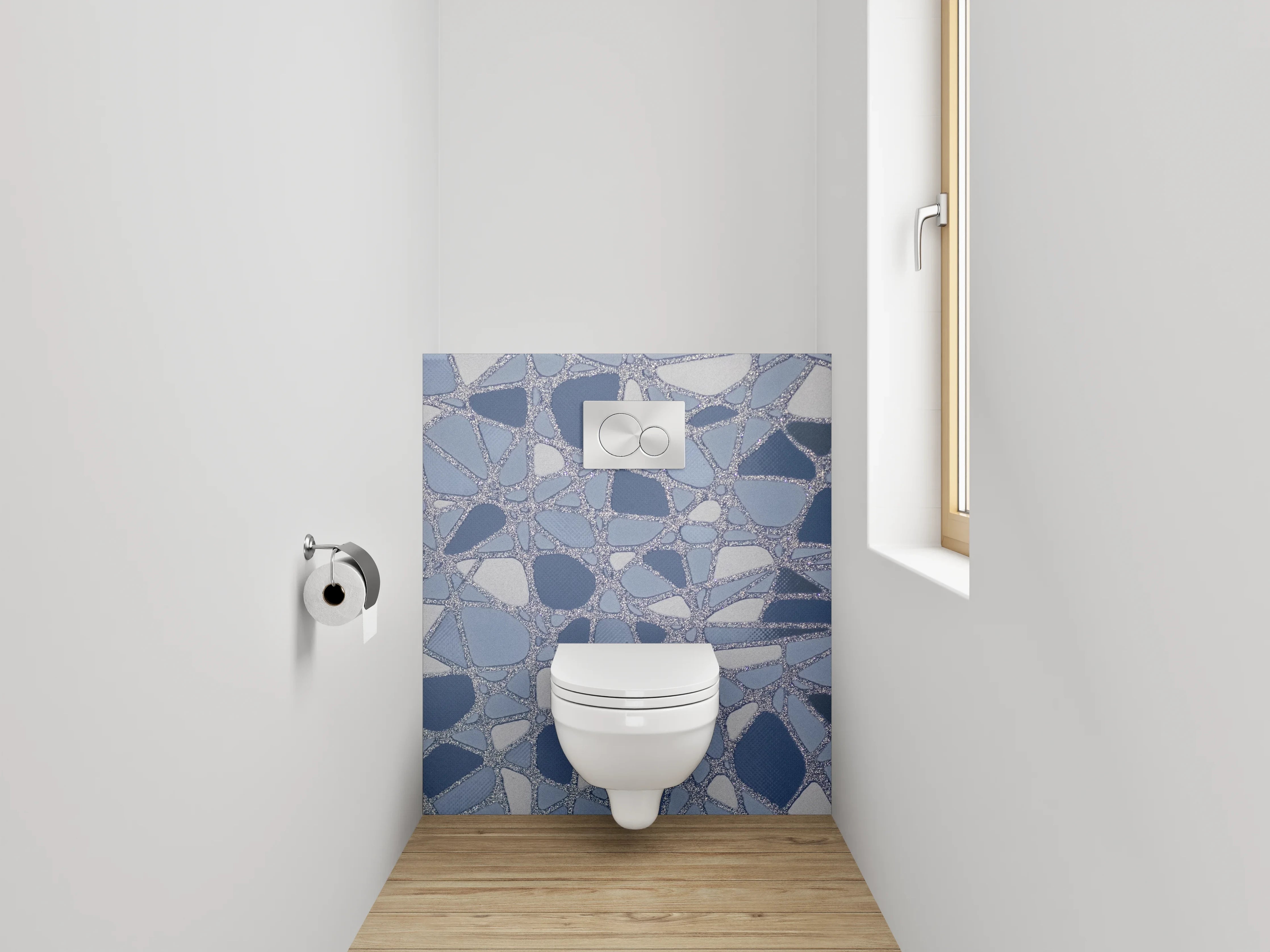 WC-Rückwand - Modernes Mosaik in Blautönen